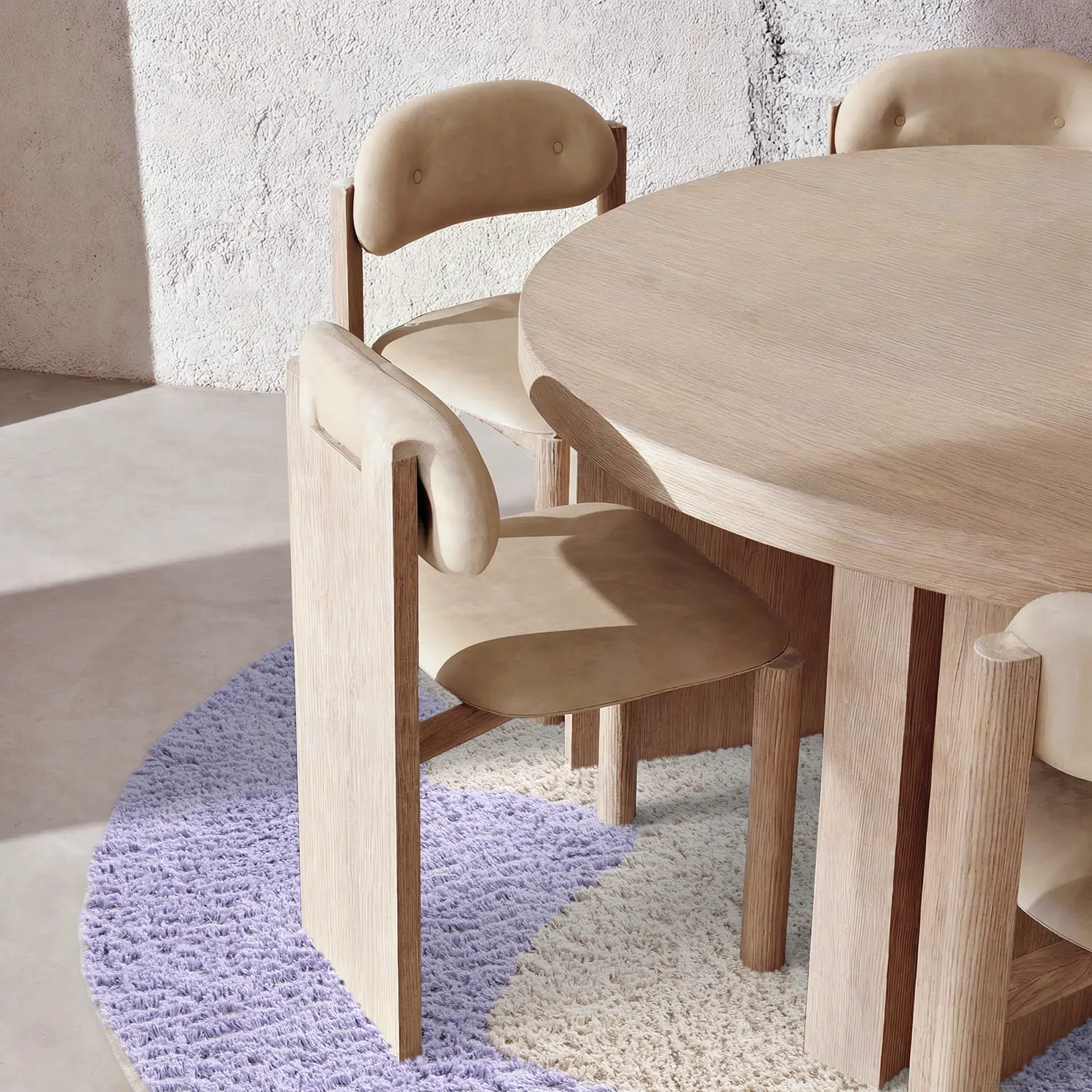 Tapete redondo - Amira Natural Cotton Shaggy (roxo/bege)