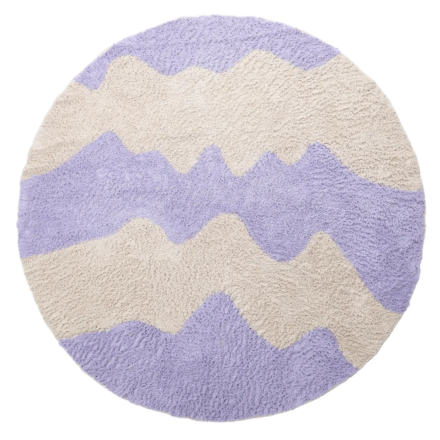 Tapete redondo - Amira Natural Cotton Shaggy (roxo/bege)