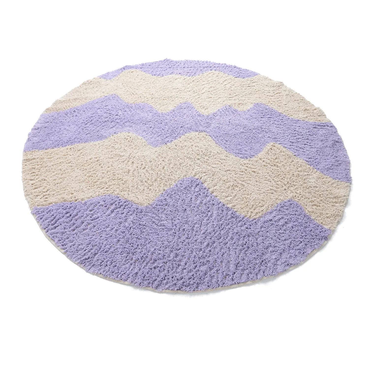 Tapete redondo - Amira Natural Cotton Shaggy (roxo/bege)