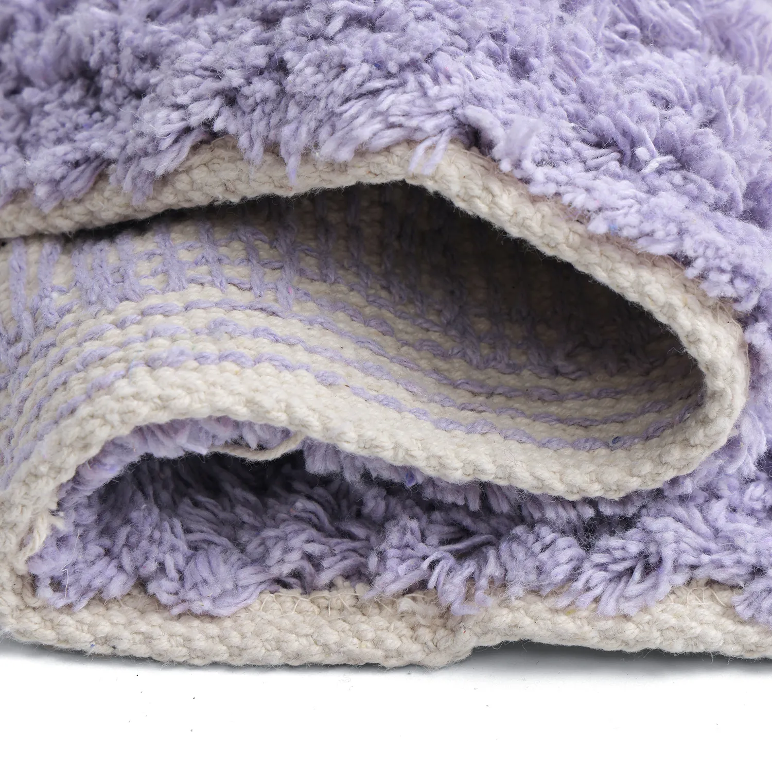Tapete redondo - Amira Natural Cotton Shaggy (roxo/bege)