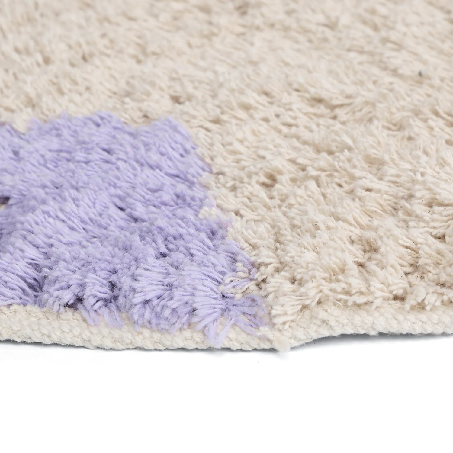 Tapete redondo - Amira Natural Cotton Shaggy (roxo/bege)