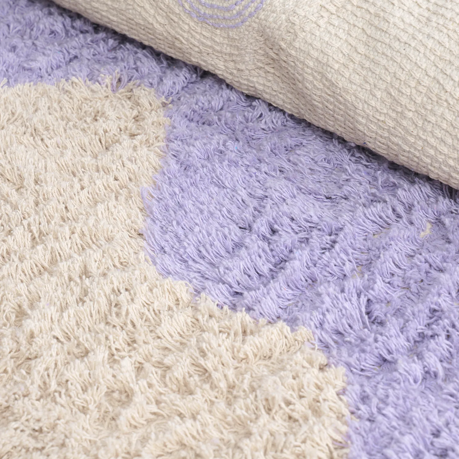 Tapete redondo - Amira Natural Cotton Shaggy (roxo/bege)