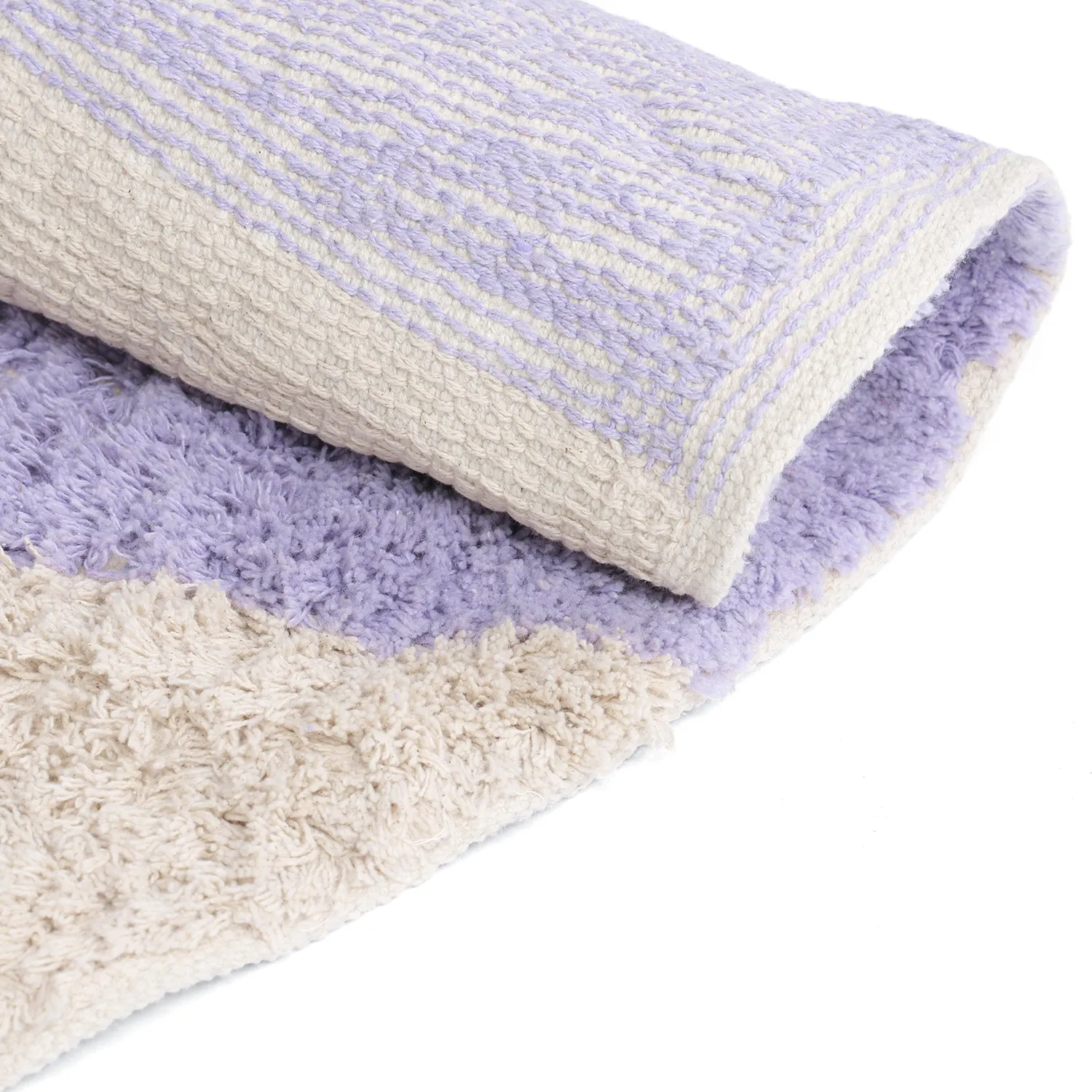 Tapete redondo - Amira Natural Cotton Shaggy (roxo/bege)