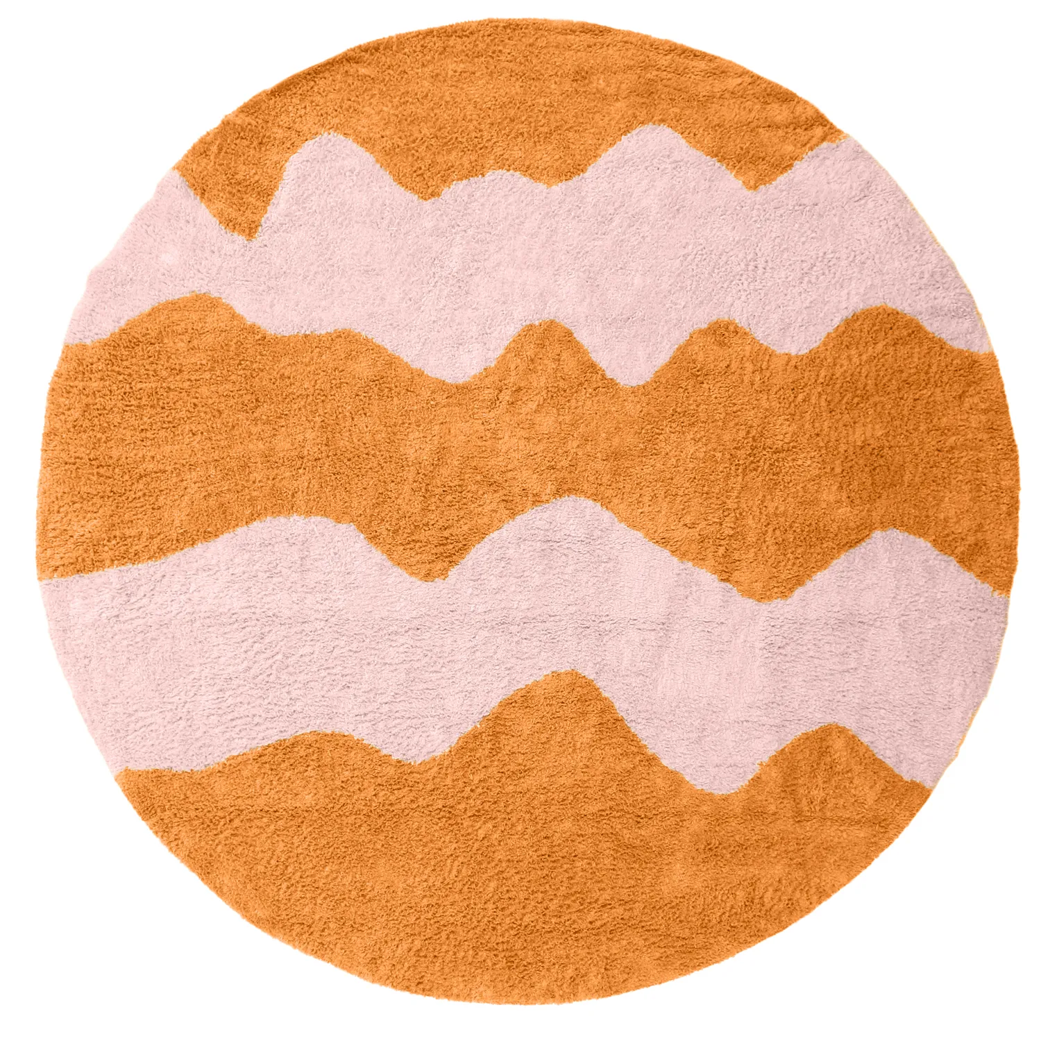 Tapete redondo - Amira Natural Cotton Shaggy (laranja/rosa)