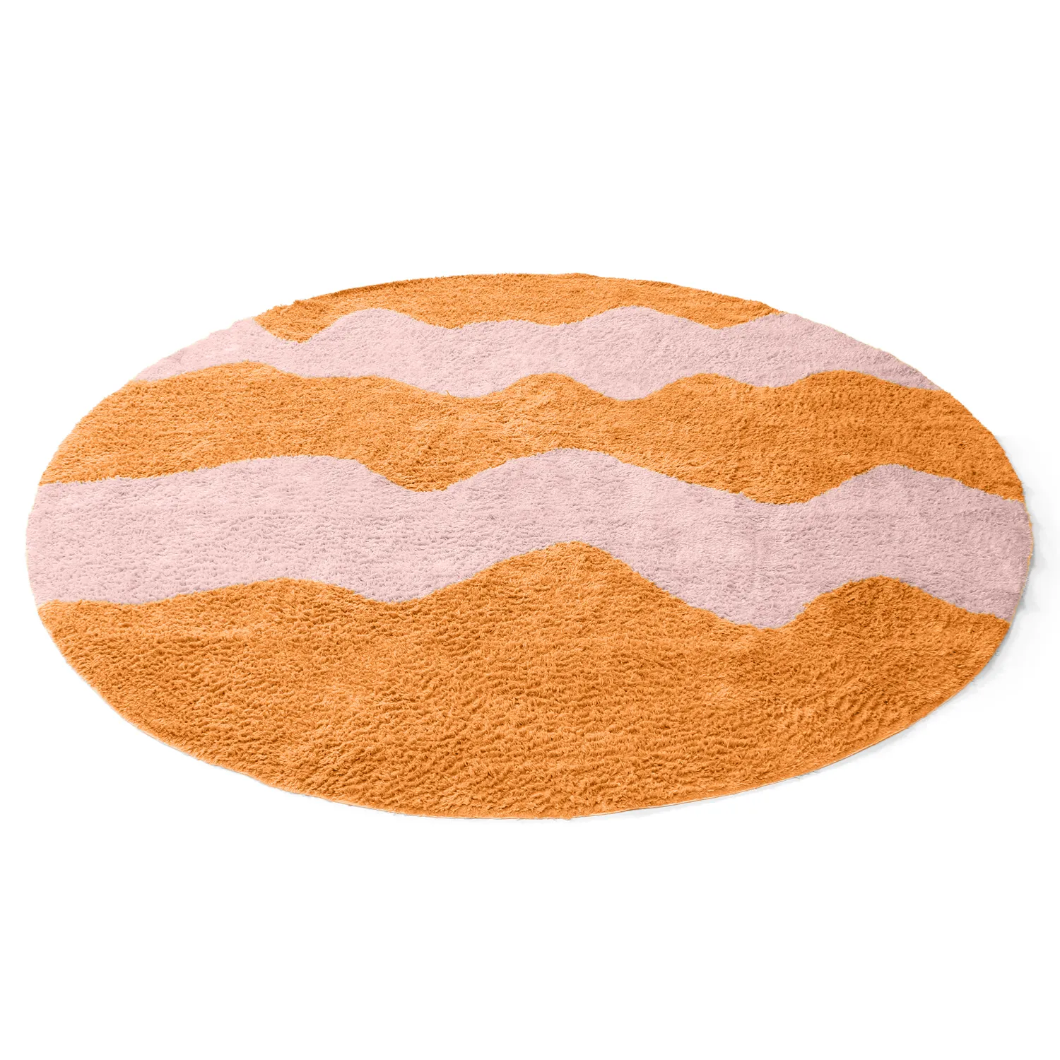 Tapete redondo - Amira Natural Cotton Shaggy (laranja/rosa)
