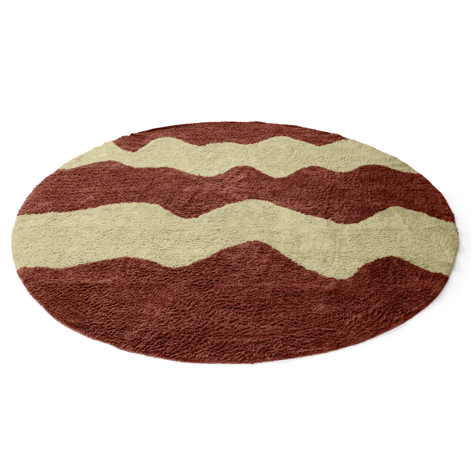 Tapete redondo - Amira Natural Cotton Shaggy (vermelho/bege)
