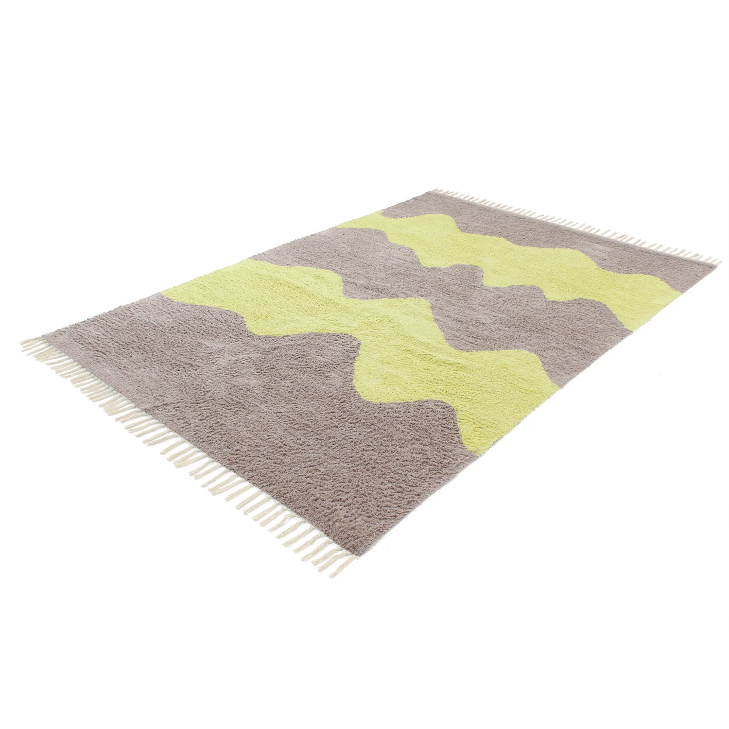 Tapetes felpudos - Amira Natural Cotton Shaggy (taupe/amarelo)