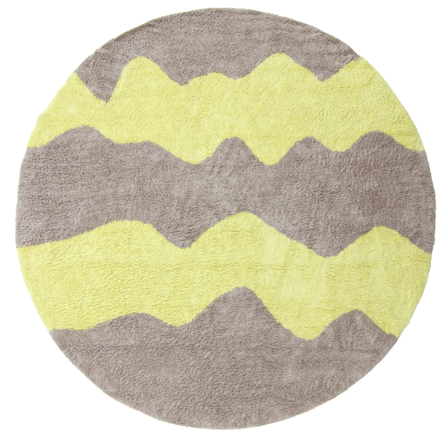 Tapete redondo - Amira Natural Cotton Shaggy (taupe/amarelo)
