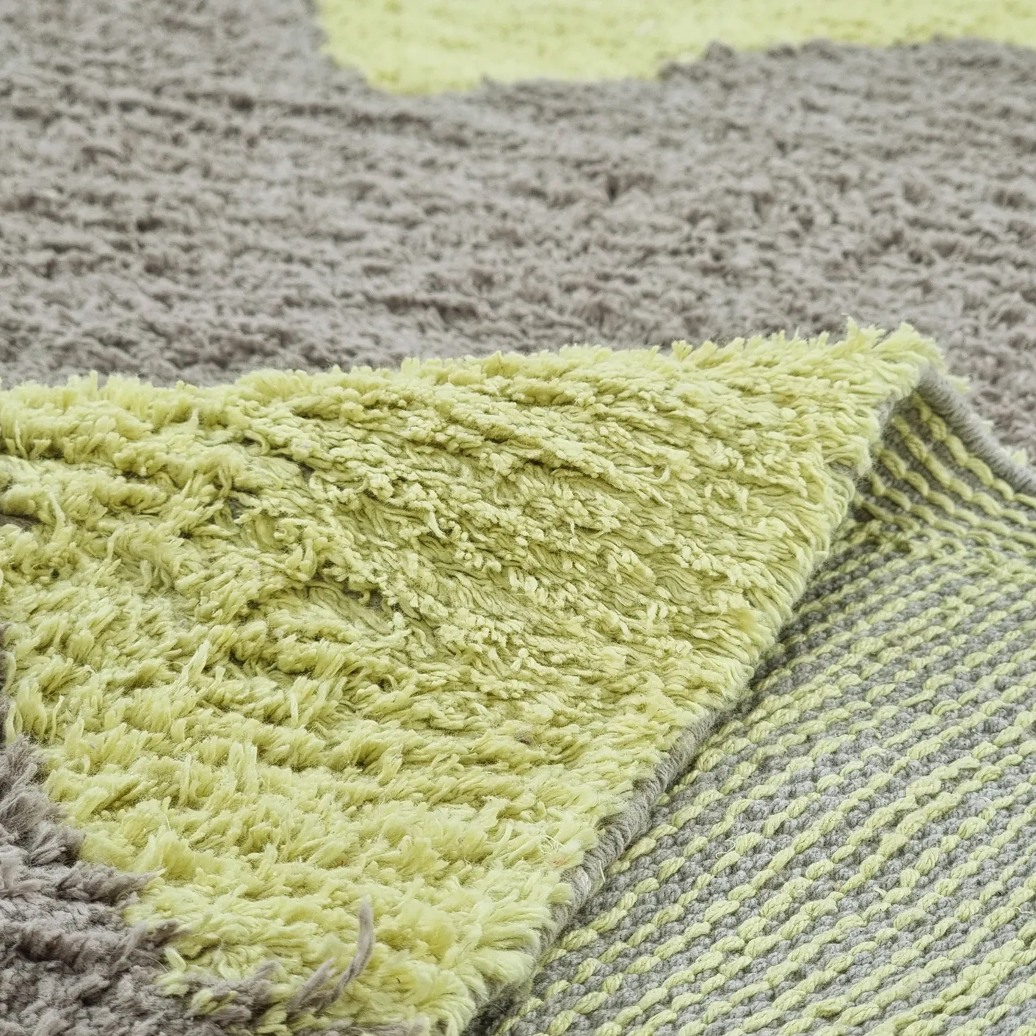 Tapete redondo - Amira Natural Cotton Shaggy (taupe/amarelo)