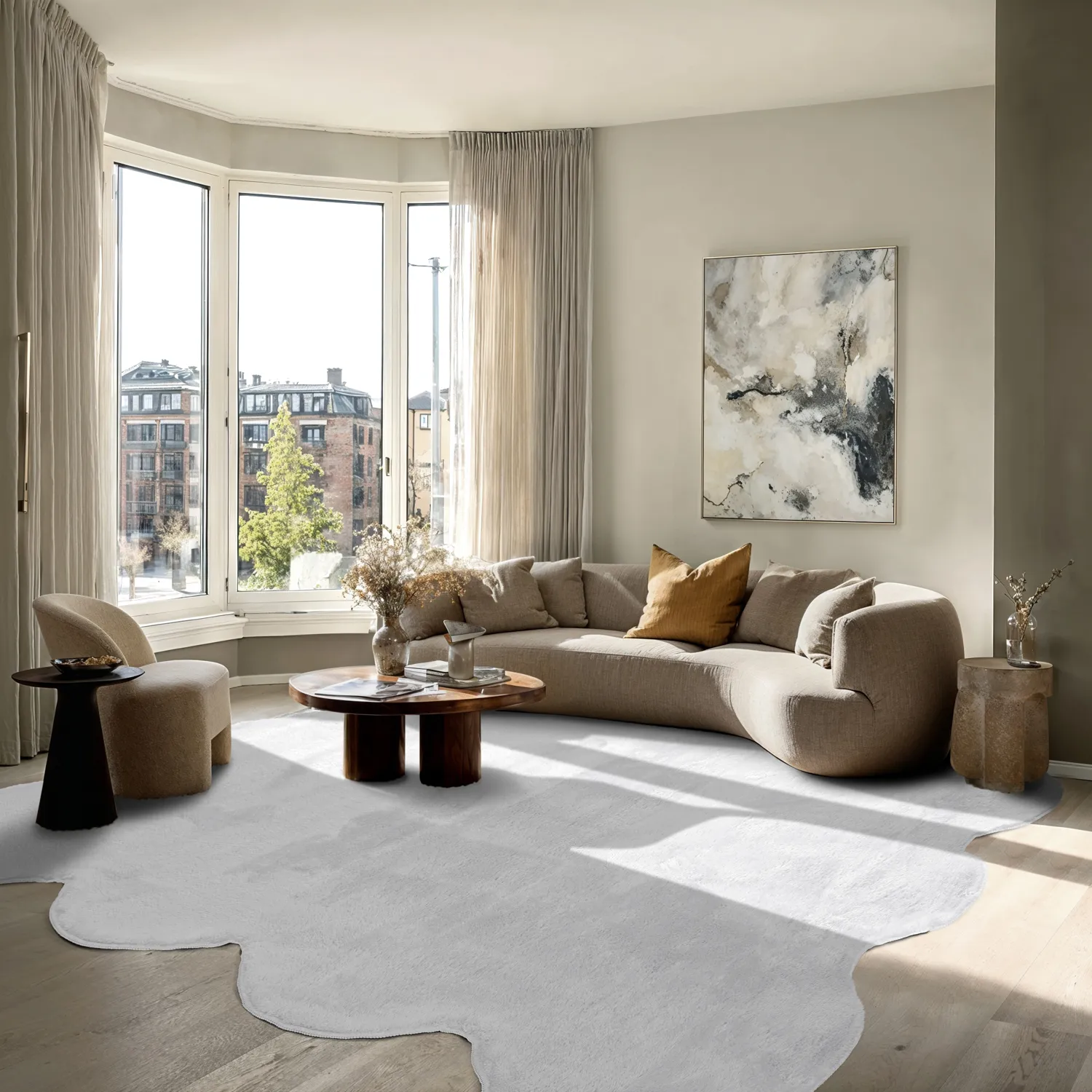 Tapete shaggy ondulado - Aranga Super Soft Fur (branco)