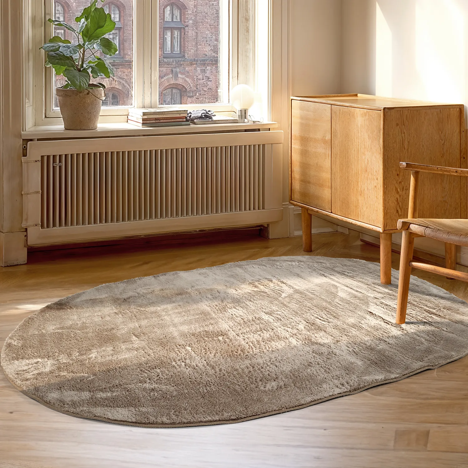 Tapete shaggy oval - Aranga Super Soft Fur (marrom)