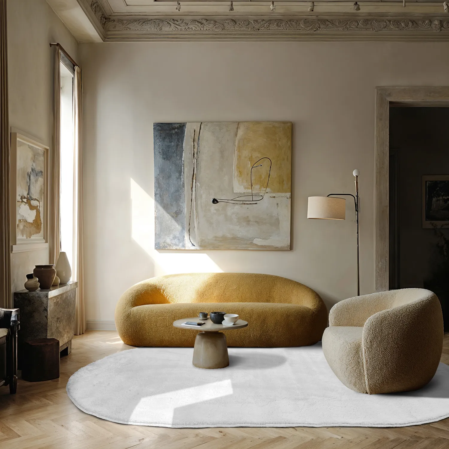 Tapete shaggy oval - Aranga Super Soft Fur (branco)