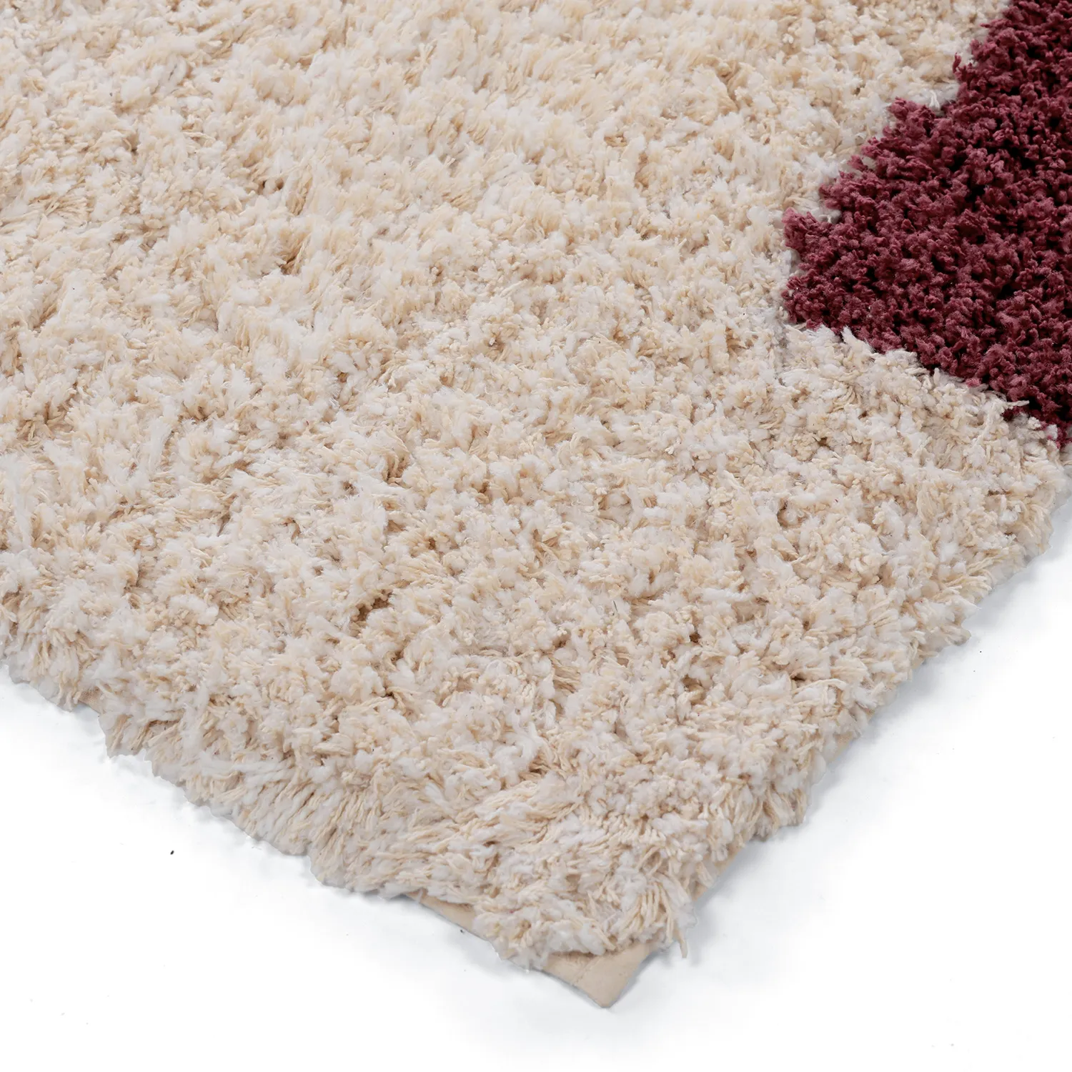 Tapetes felpudos - Begur Natural Cotton Shaggy (branco sujo/bordô)