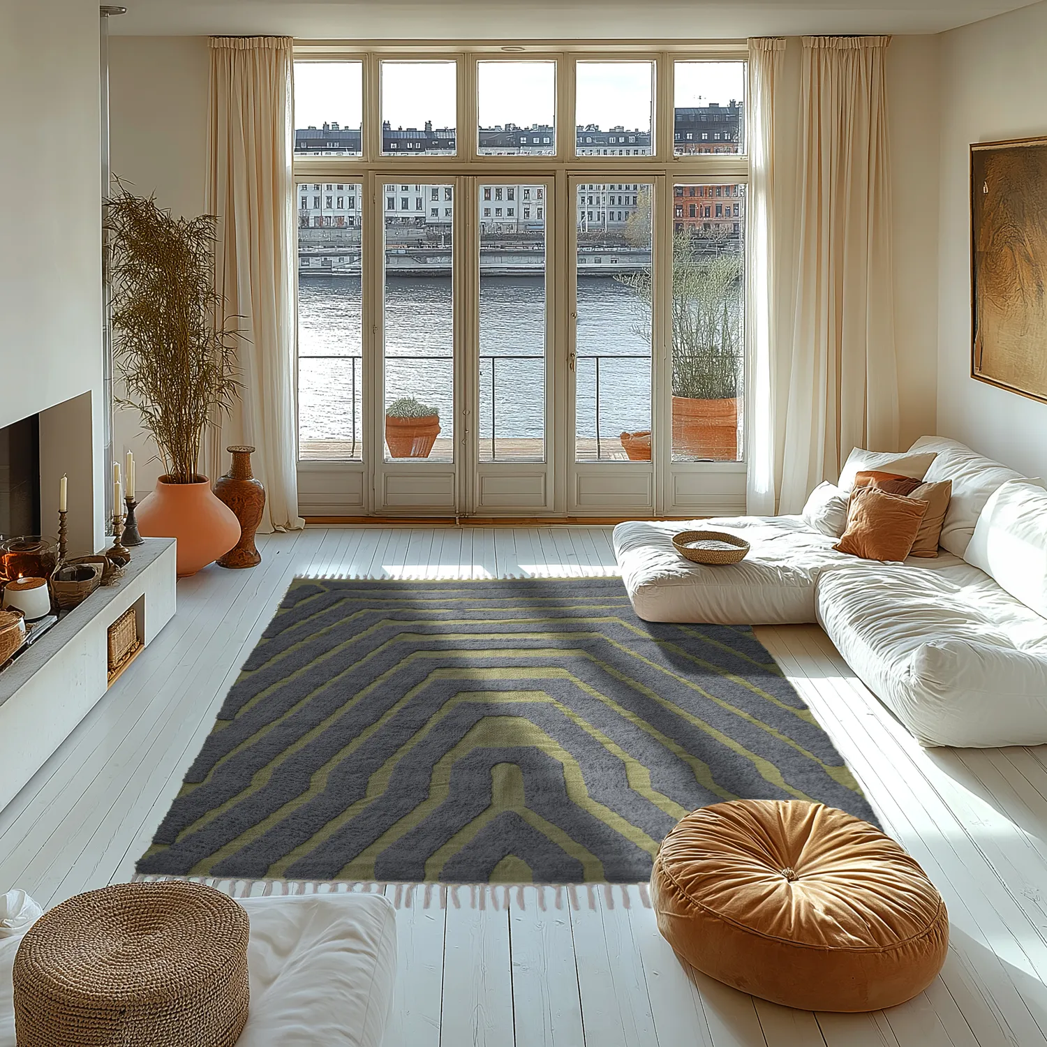 Tapetes felpudos - Callista Natural Cotton Shaggy (preto/verde)