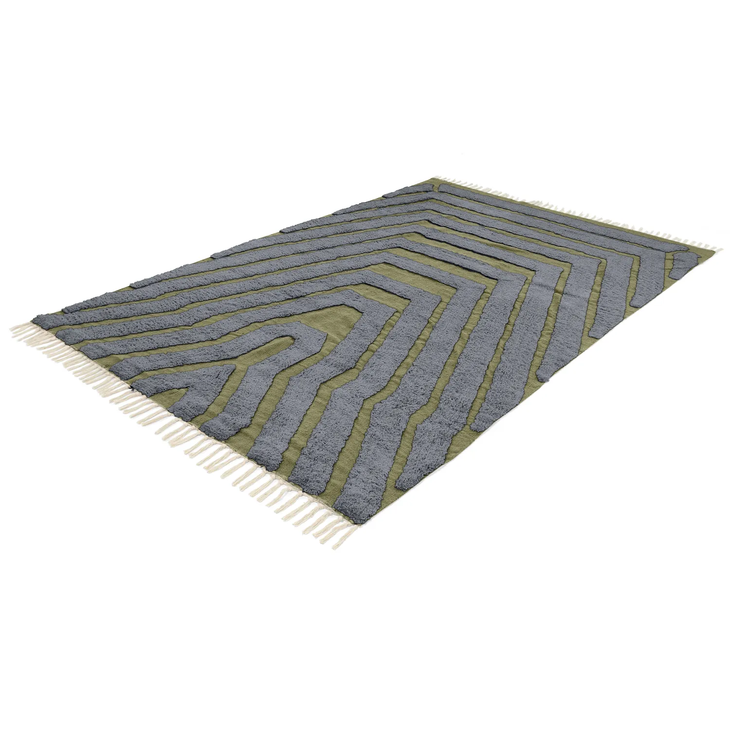 Tapetes felpudos - Callista Natural Cotton Shaggy (preto/verde)