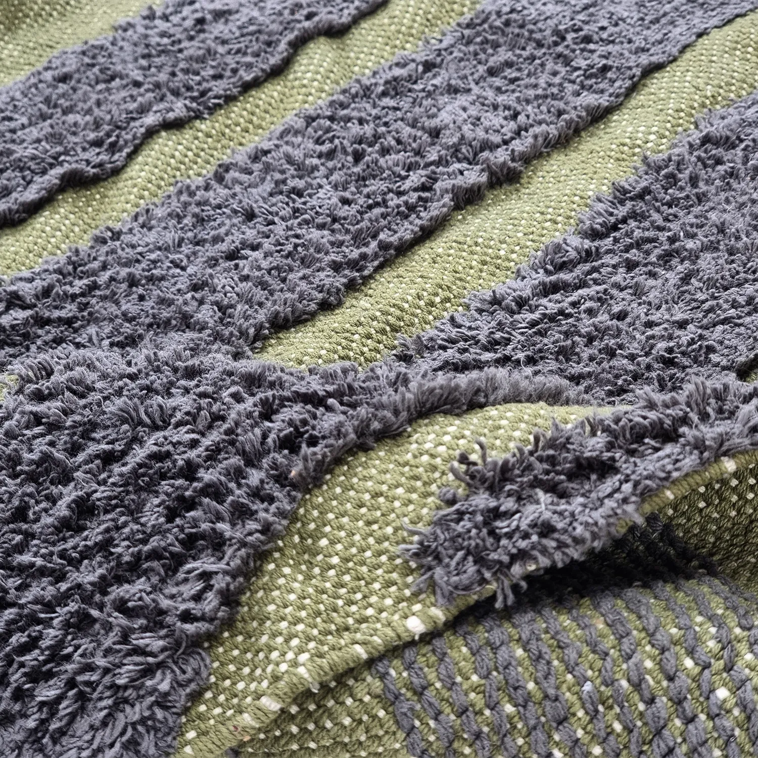 Tapetes felpudos - Callista Natural Cotton Shaggy (preto/verde)