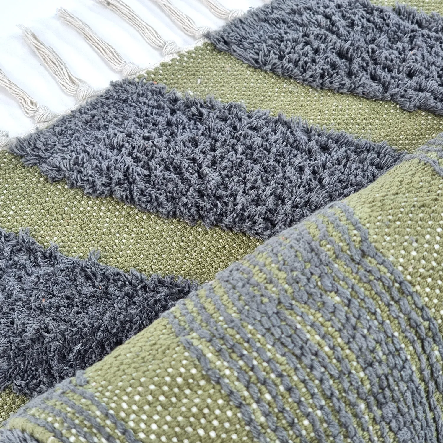 Tapetes felpudos - Callista Natural Cotton Shaggy (preto/verde)