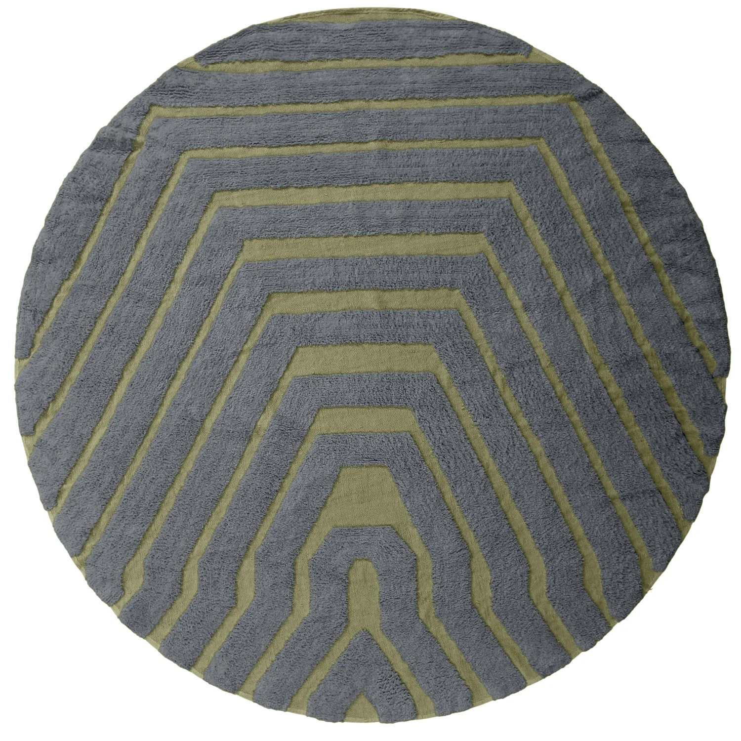 Tapete redondo - Callista Natural Cotton Shaggy (preto/verde)