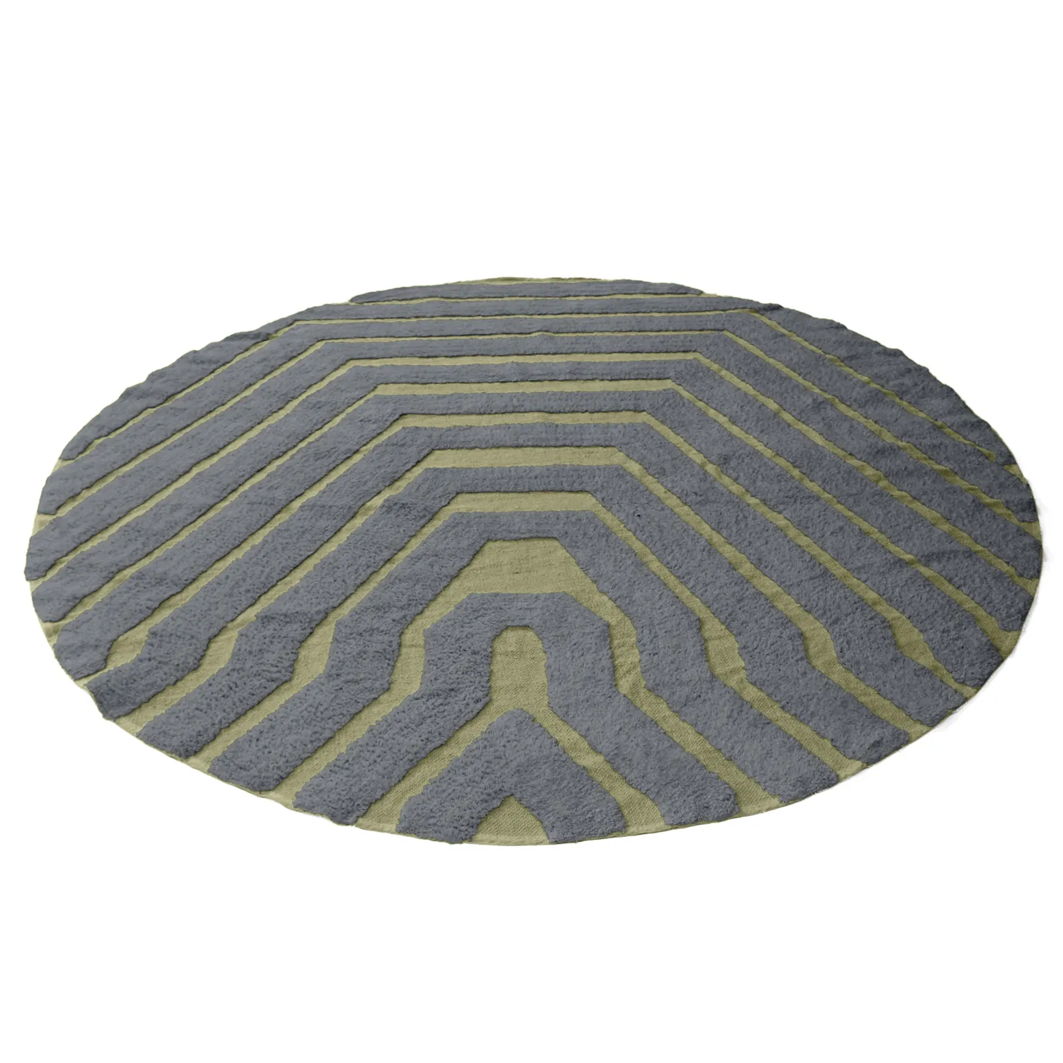 Tapete redondo - Callista Natural Cotton Shaggy (preto/verde)