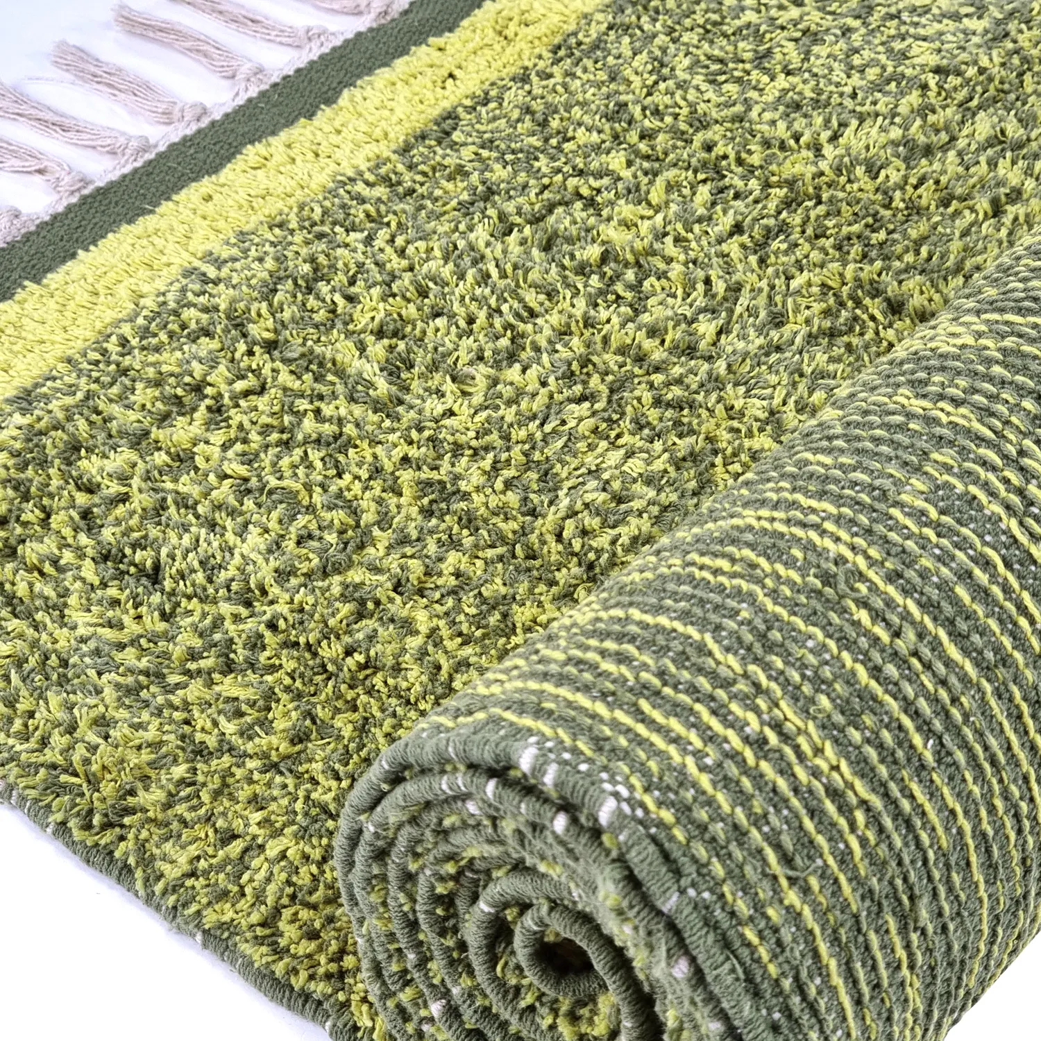 Tapetes felpudos - Celina Natural Cotton Shaggy (verde/amarelo)