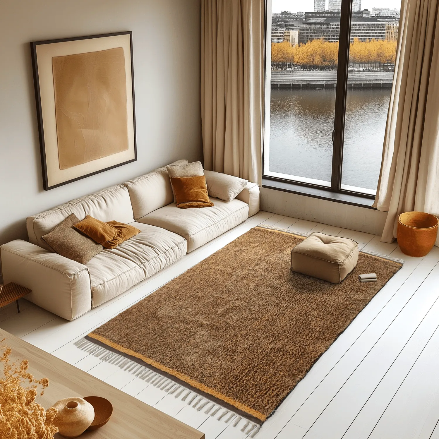 Tapetes felpudos - Celina Natural Cotton Shaggy (marrom/laranja)