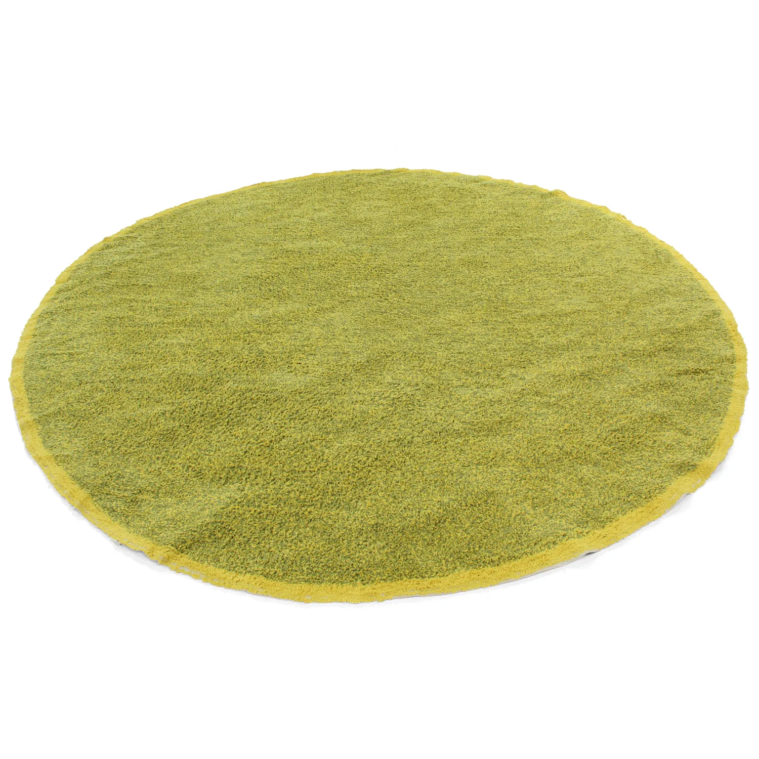 Tapete redondo - Celina Natural Cotton Shaggy (verde/amarelo)