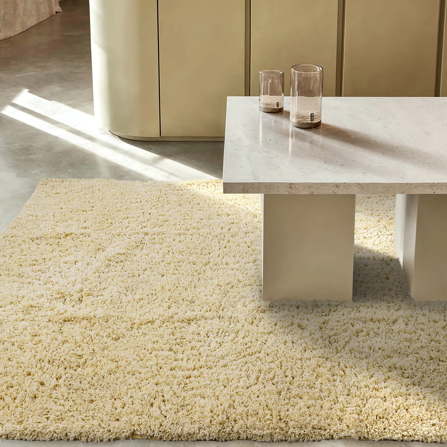 Tapetes felpudos - Combarro Solid Cotton Shaggy (amarelo claro)