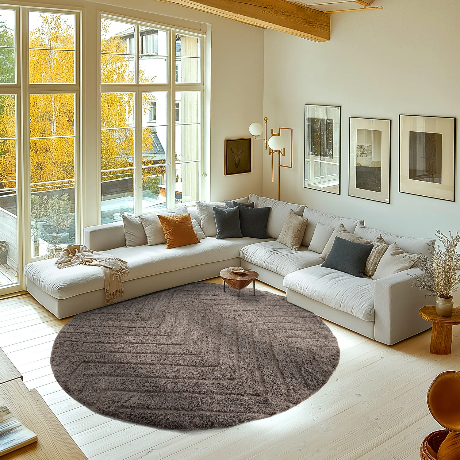 Tapete redondo - Conara Natural Cotton Shaggy (taupe)