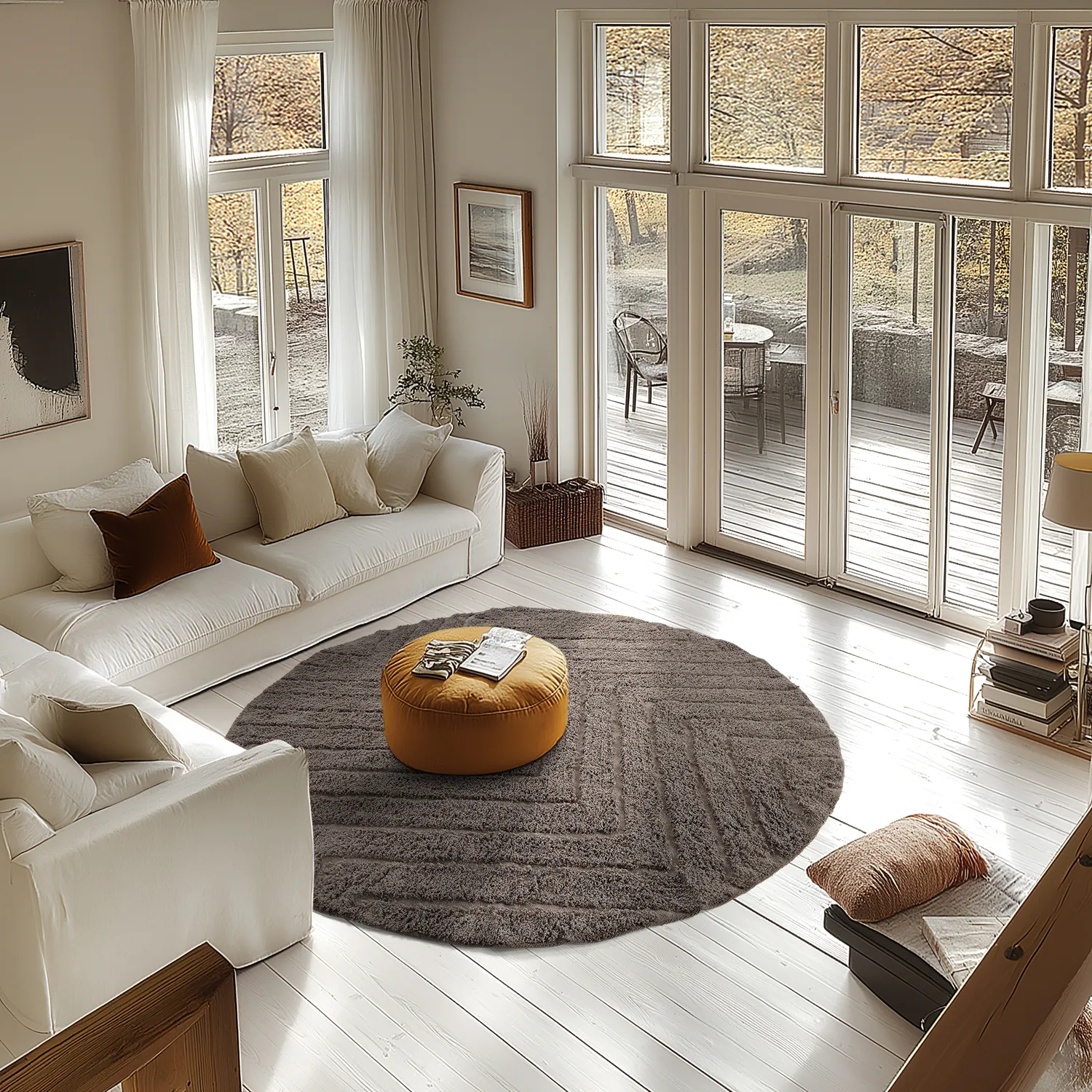 Tapete redondo - Conara Natural Cotton Shaggy (taupe)
