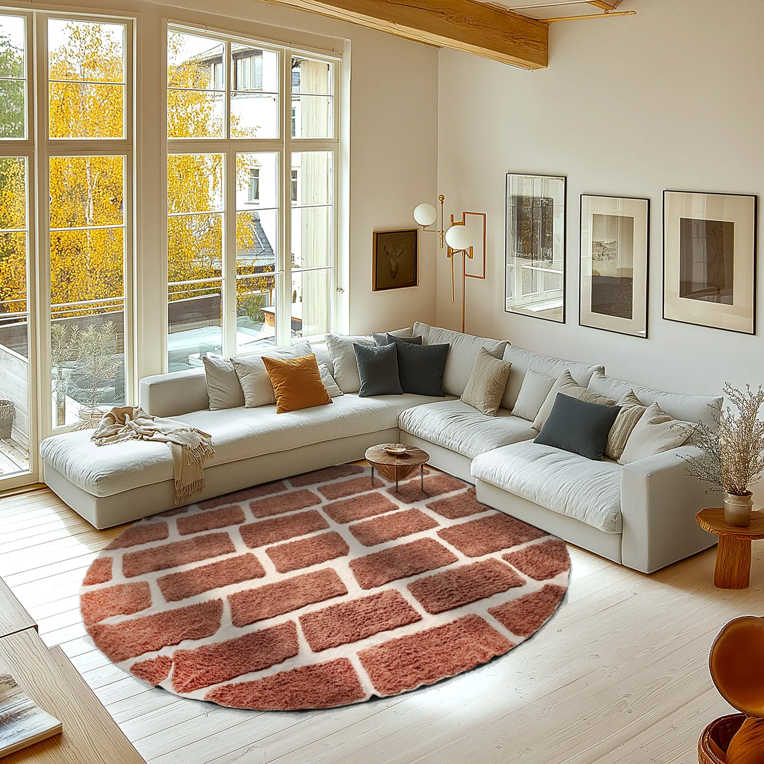 Tapete redondo - Cyrus Natural Cotton Shaggy (marrom)