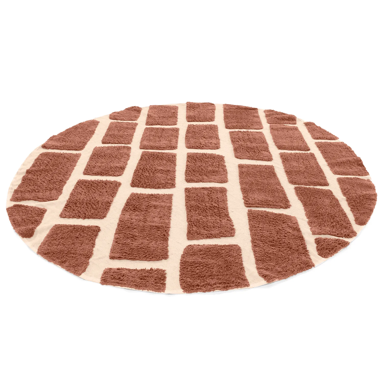 Tapete redondo - Cyrus Natural Cotton Shaggy (marrom)