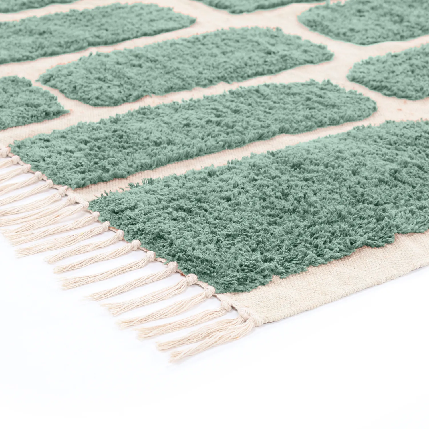 Tapetes felpudos - Cyrus Natural Cotton Shaggy (verde)