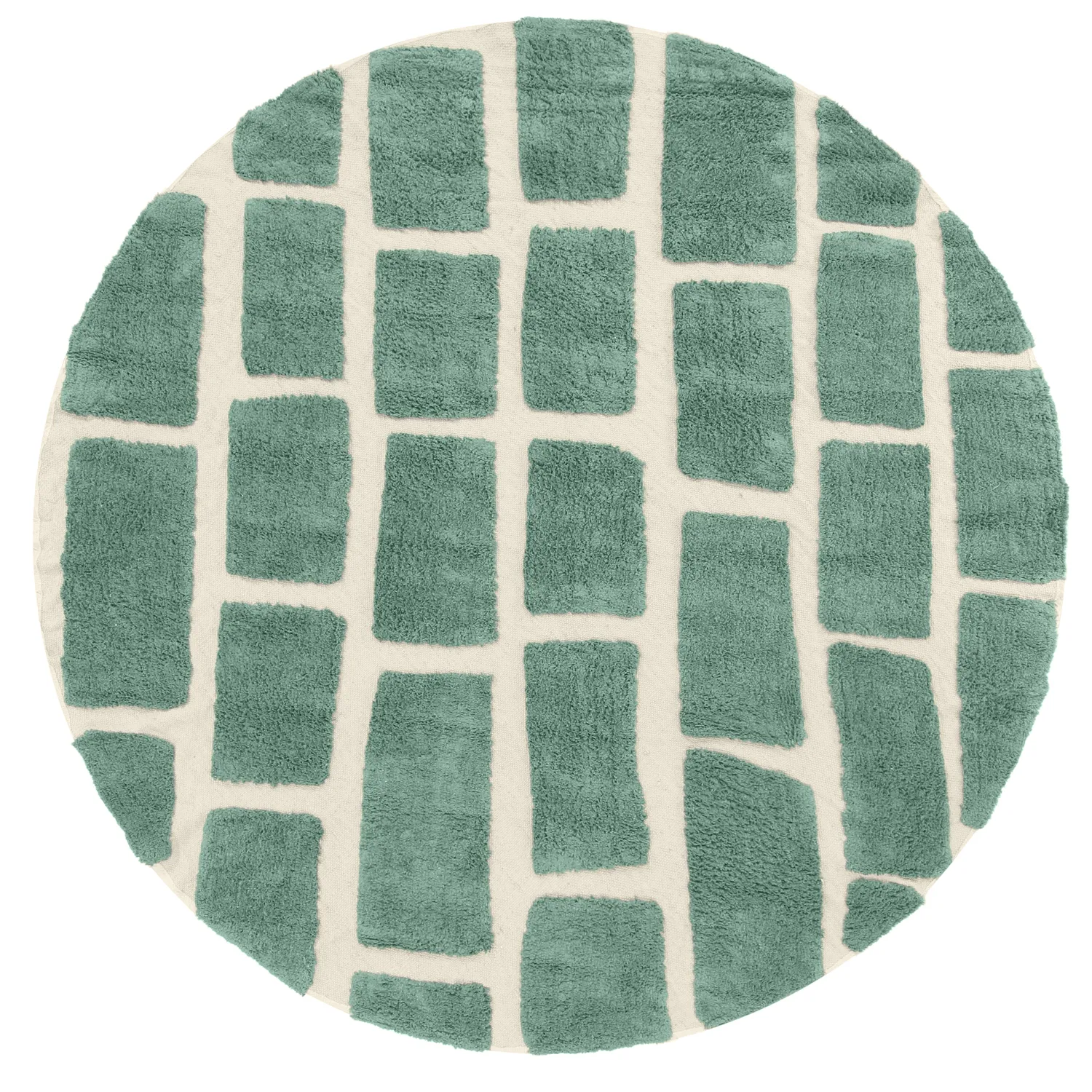 Tapete redondo - Cyrus Natural Cotton Shaggy (verde)