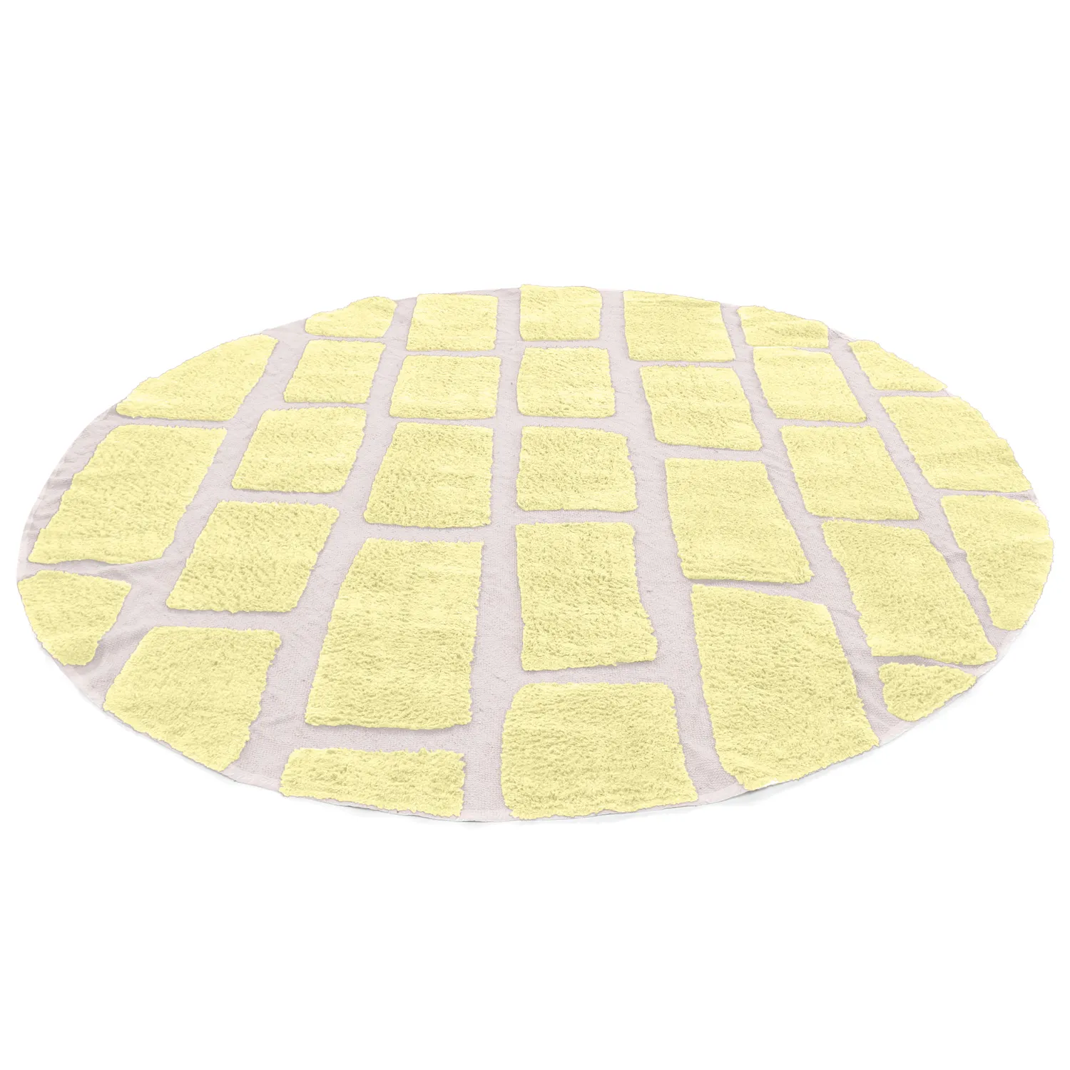 Tapete redondo - Cyrus Natural Cotton Shaggy (amarelo)