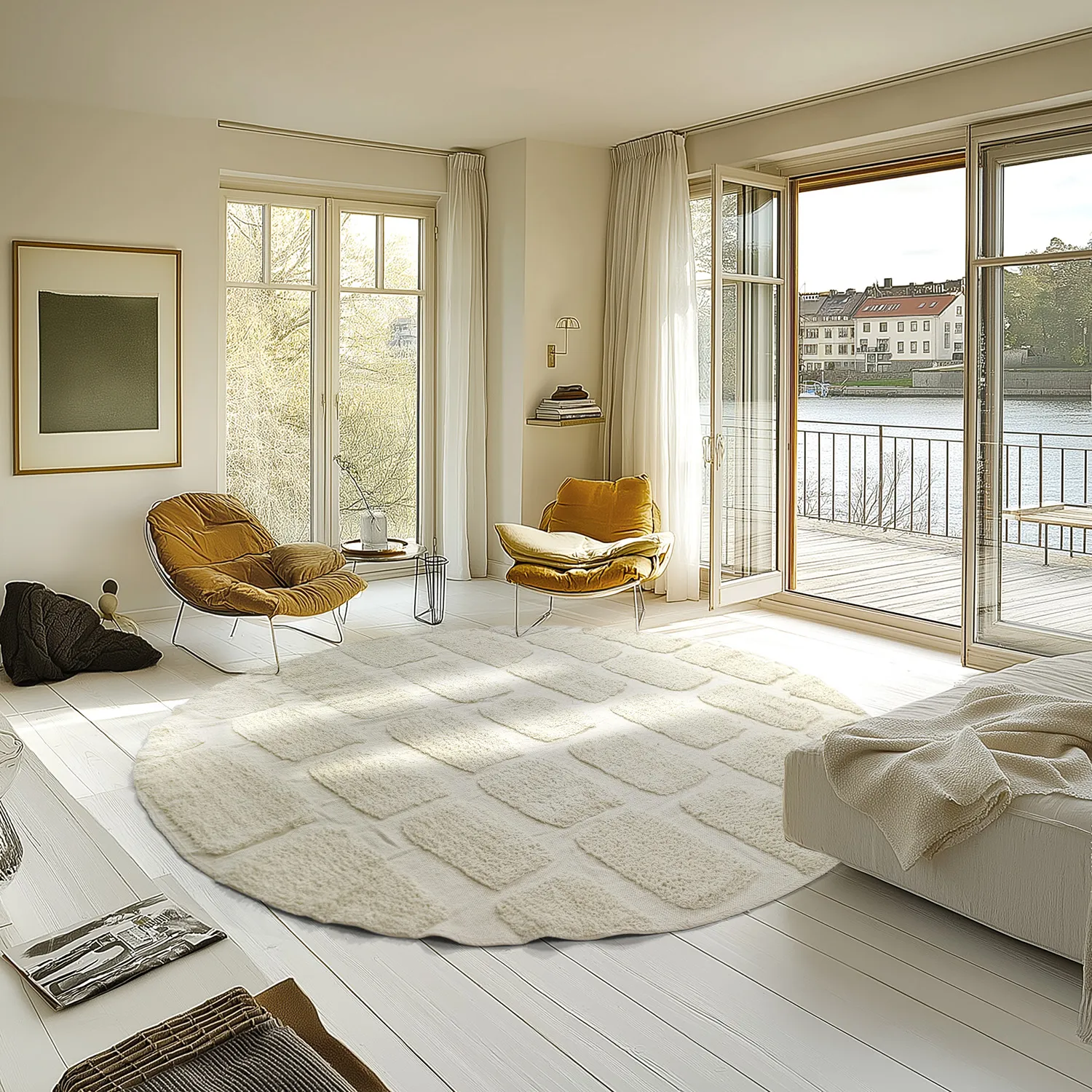 Tapete redondo - Cyrus Natural Cotton Shaggy (offwhite)