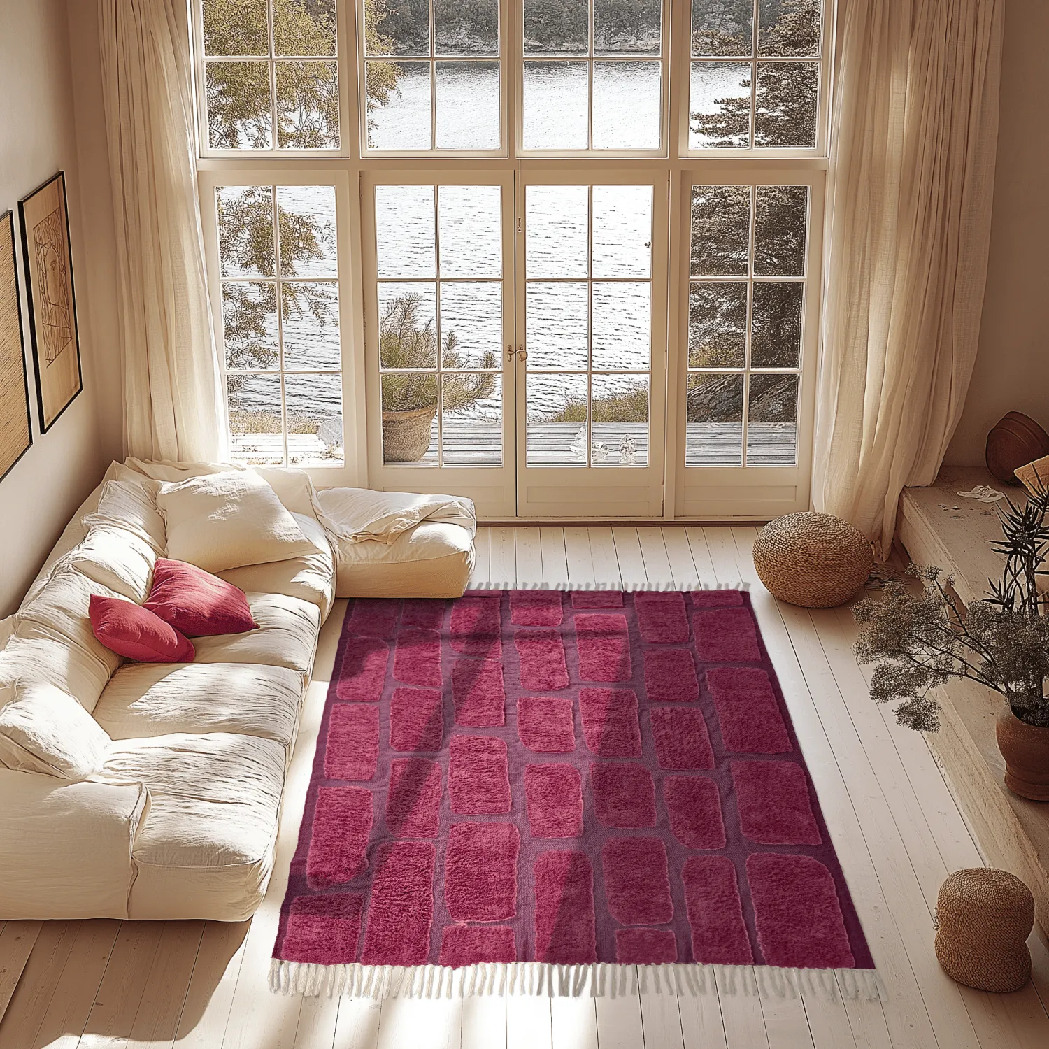 Tapetes felpudos - Cyrus Natural Cotton Shaggy (vermelho)