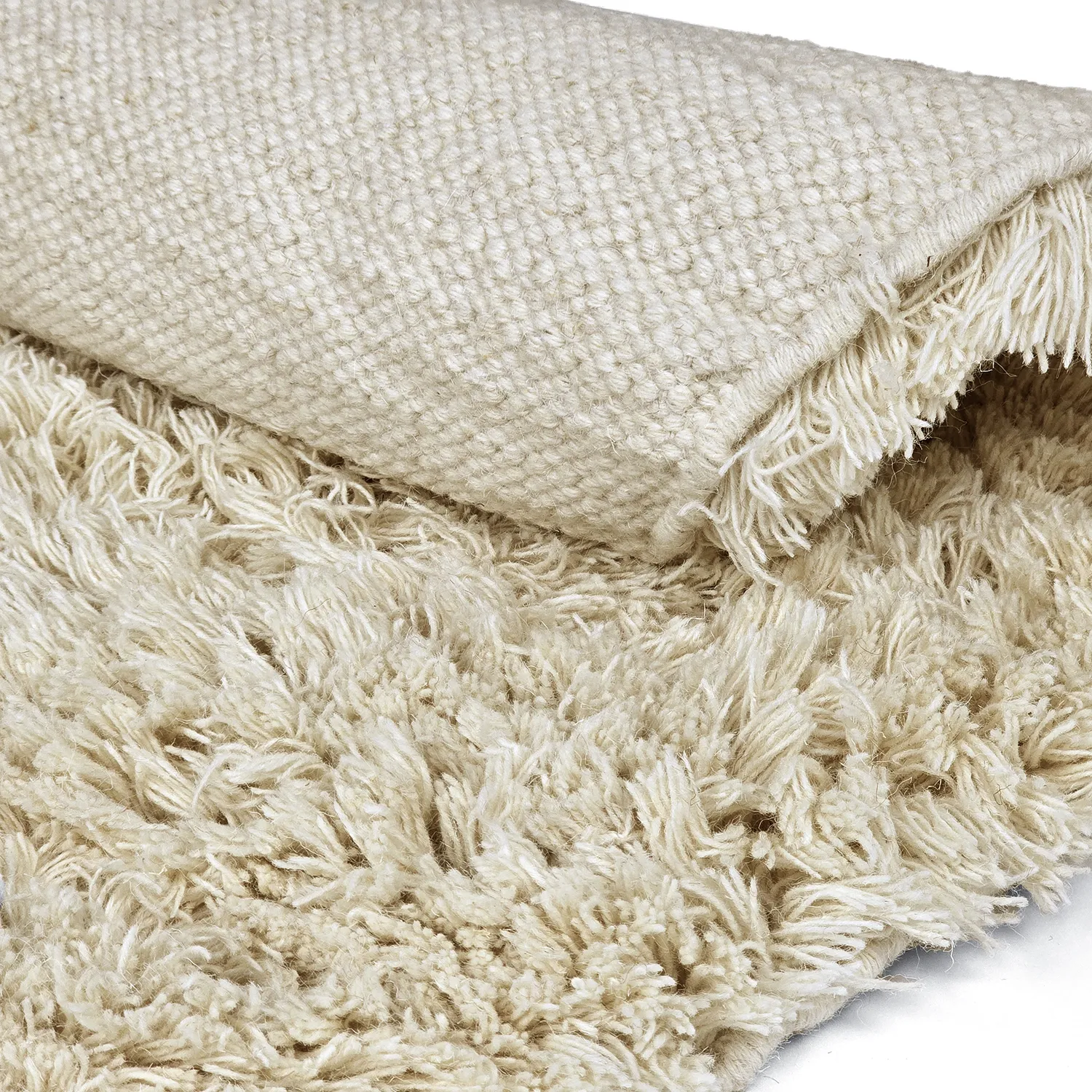Tapete redondo - Fassale Hand Woven Wool Shaggy (creme)