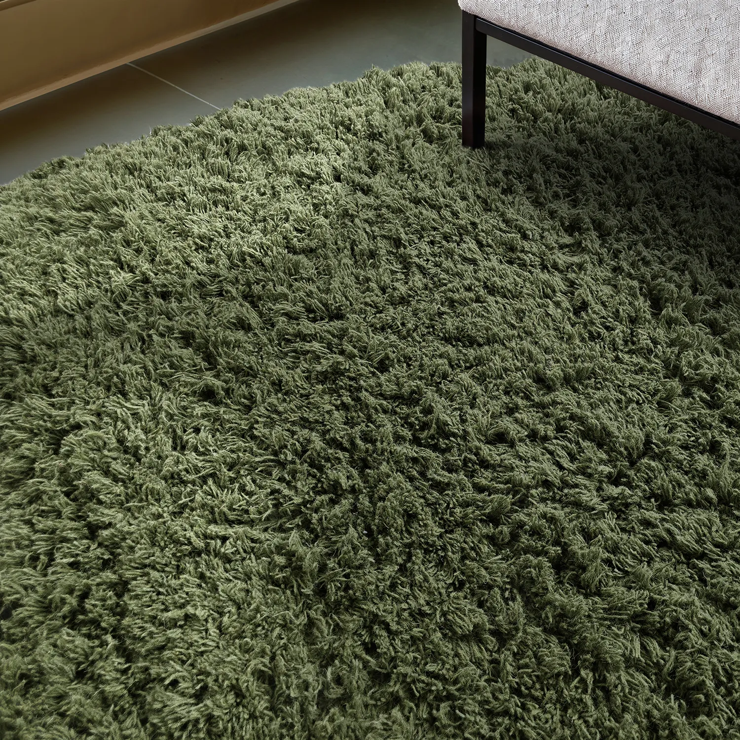 Tapete redondo - Fassale Hand Woven Wool Shaggy (verde musgo)