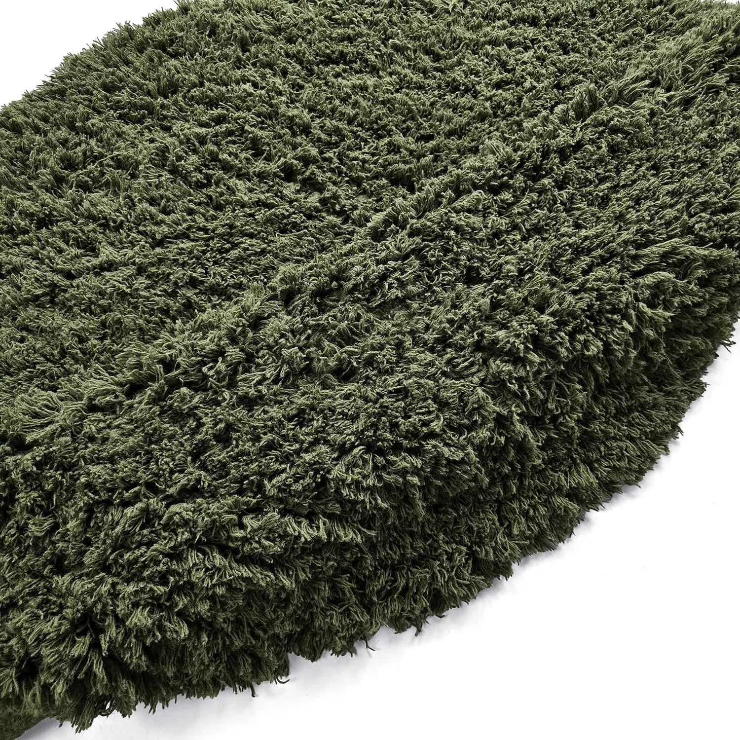 Tapete redondo - Fassale Hand Woven Wool Shaggy (verde musgo)