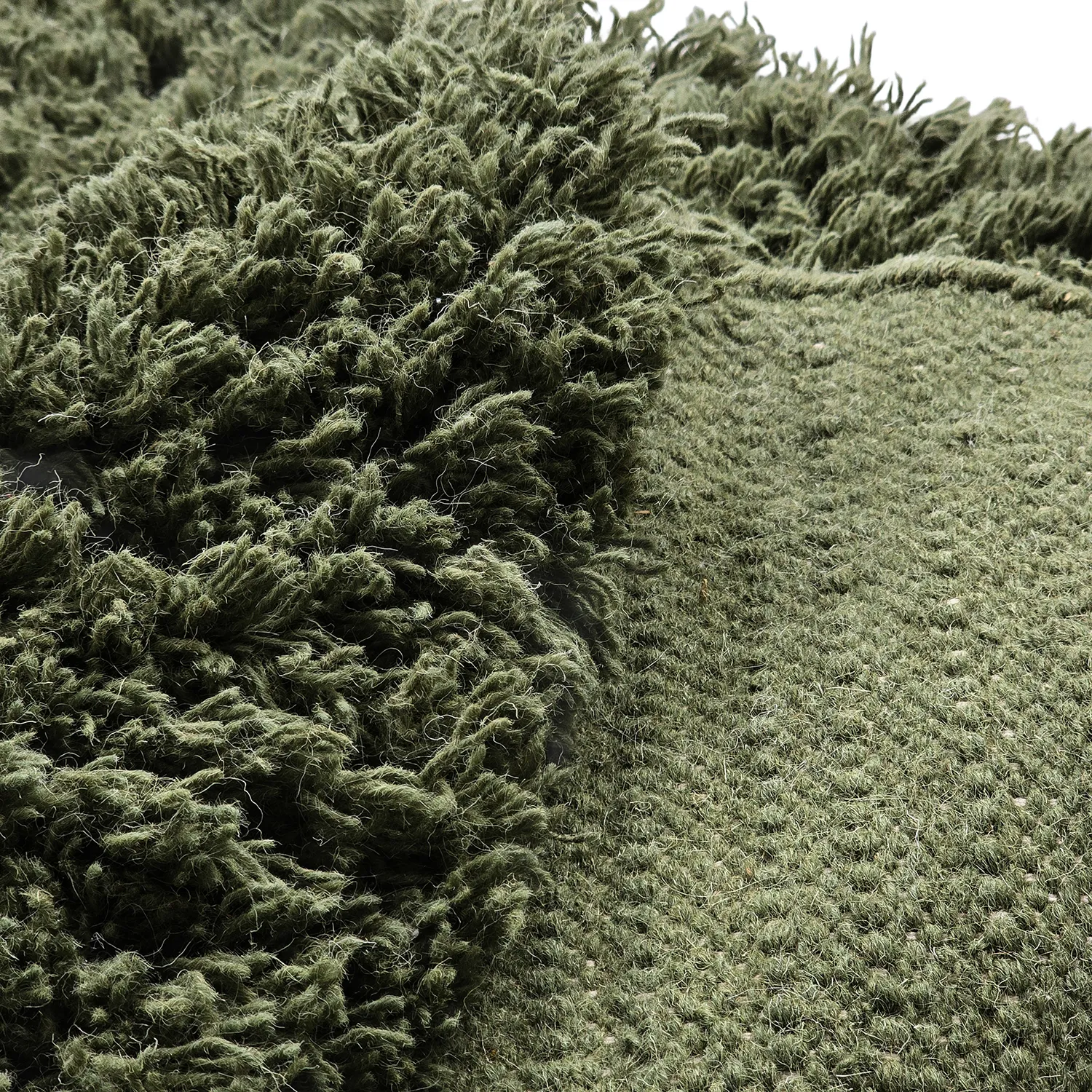 Tapete redondo - Fassale Hand Woven Wool Shaggy (verde musgo)