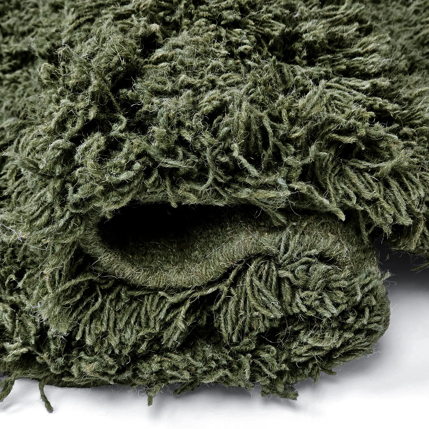 Tapete redondo - Fassale Hand Woven Wool Shaggy (verde musgo)