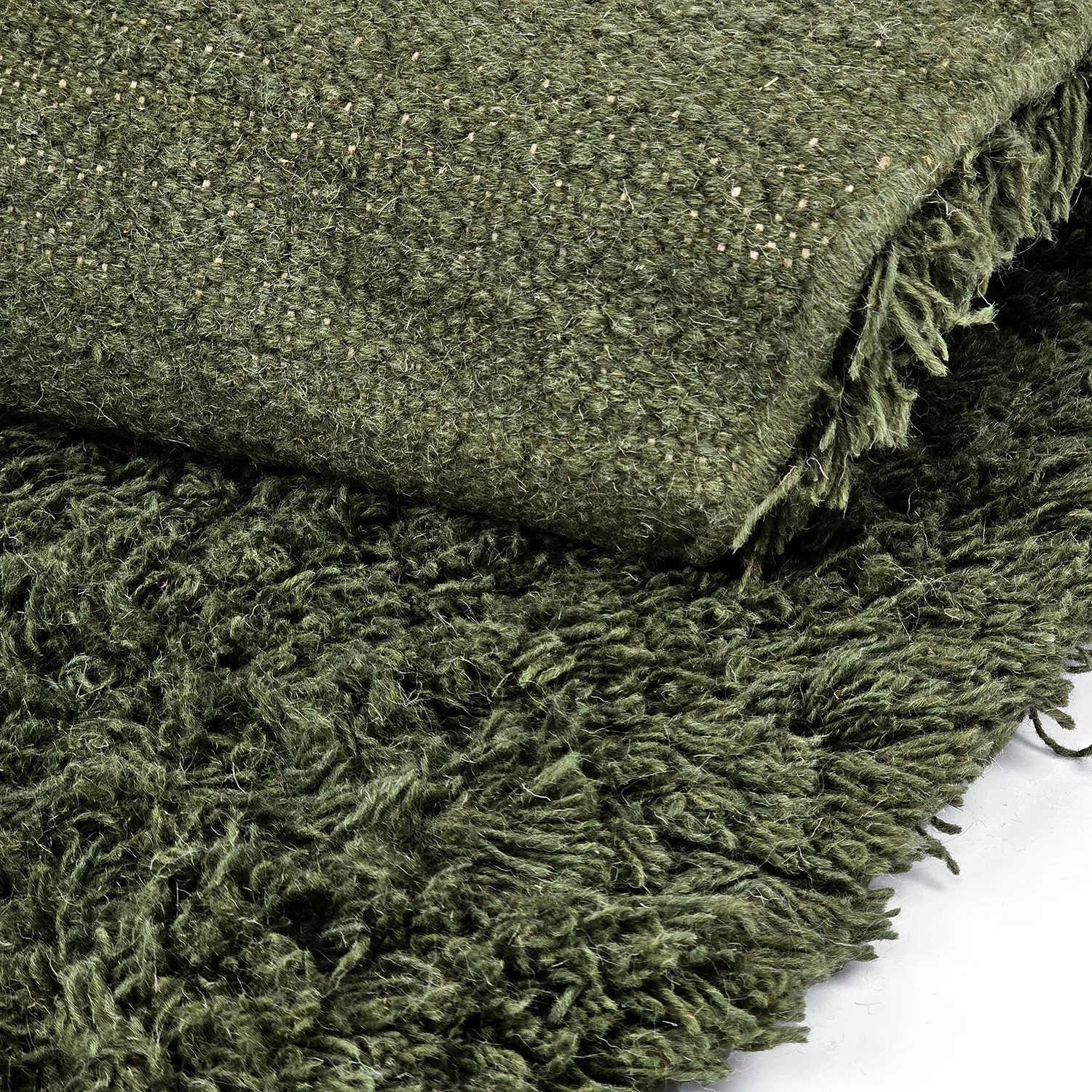 Tapete redondo - Fassale Hand Woven Wool Shaggy (verde musgo)