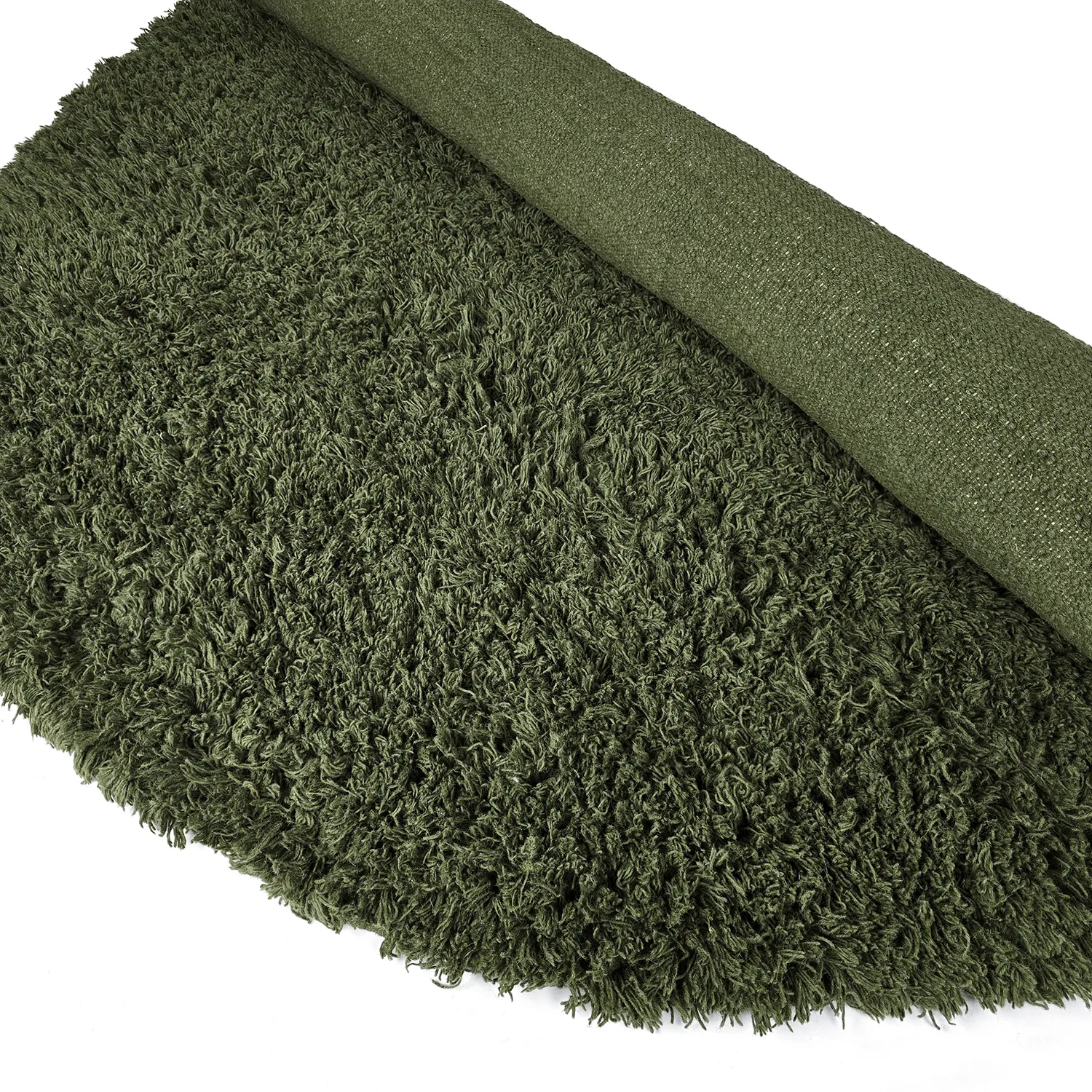 Tapete redondo - Fassale Hand Woven Wool Shaggy (verde musgo)
