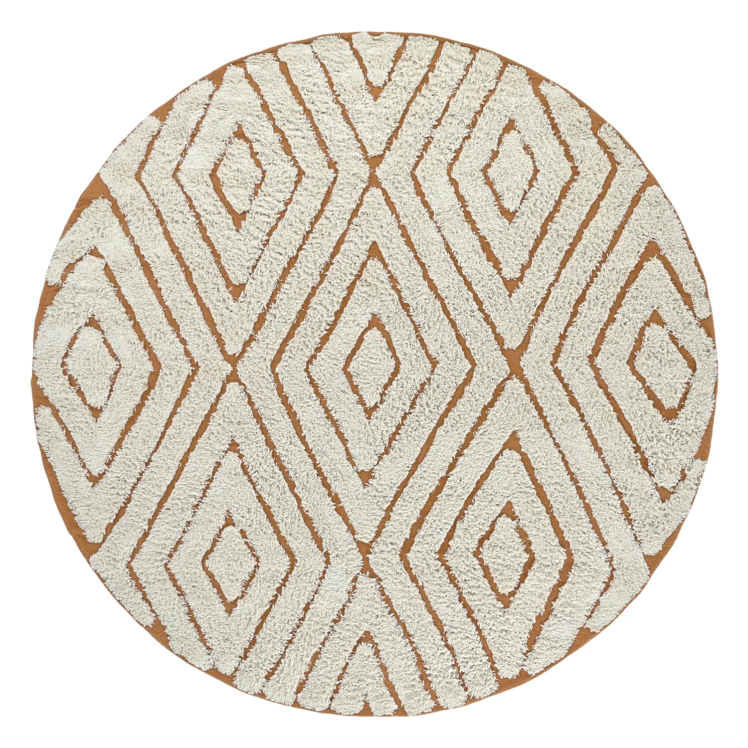 Tapete redondo - Holwell Natural Cotton Shaggy (umazano bela/rjava)
