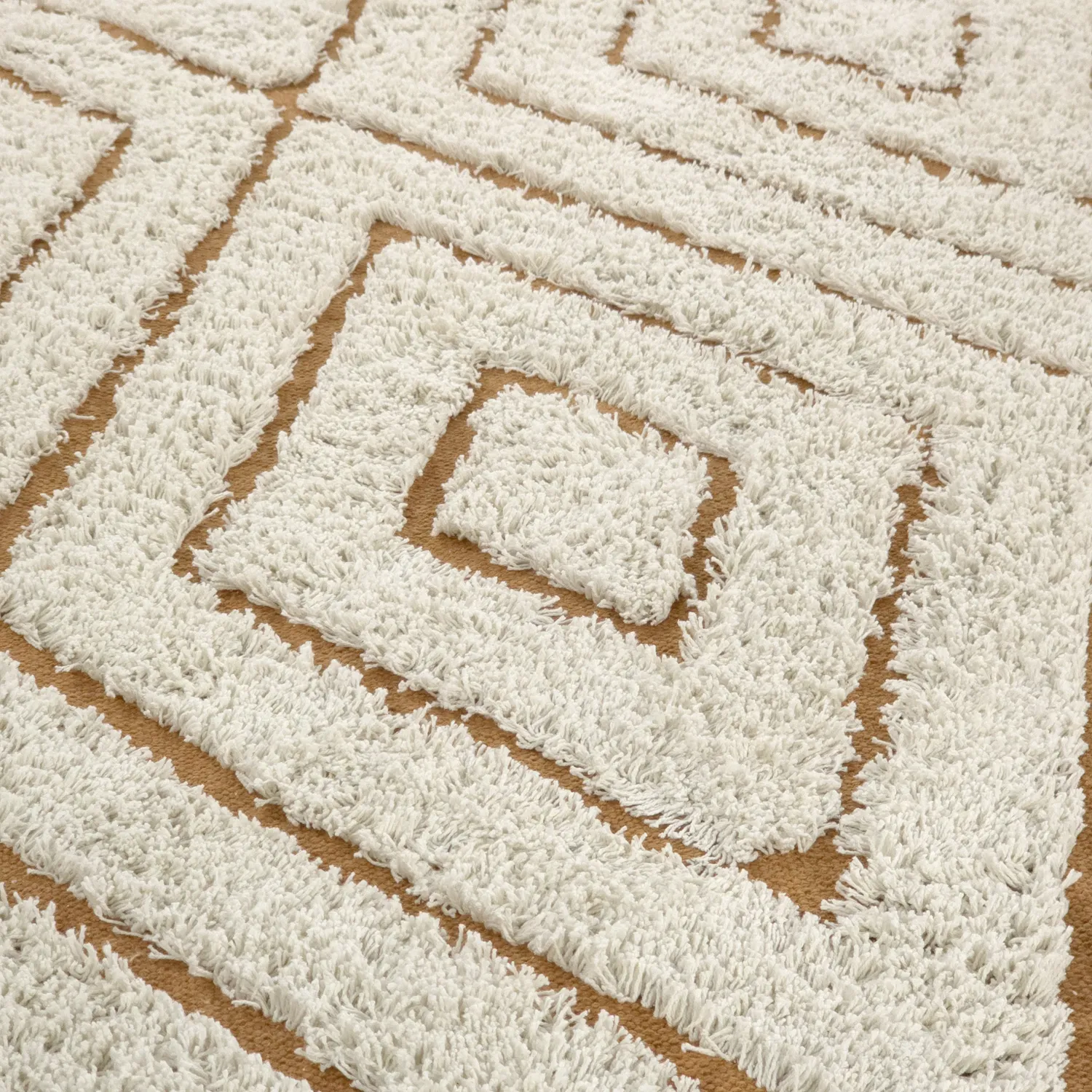 Tapete redondo - Holwell Natural Cotton Shaggy (umazano bela/rjava)