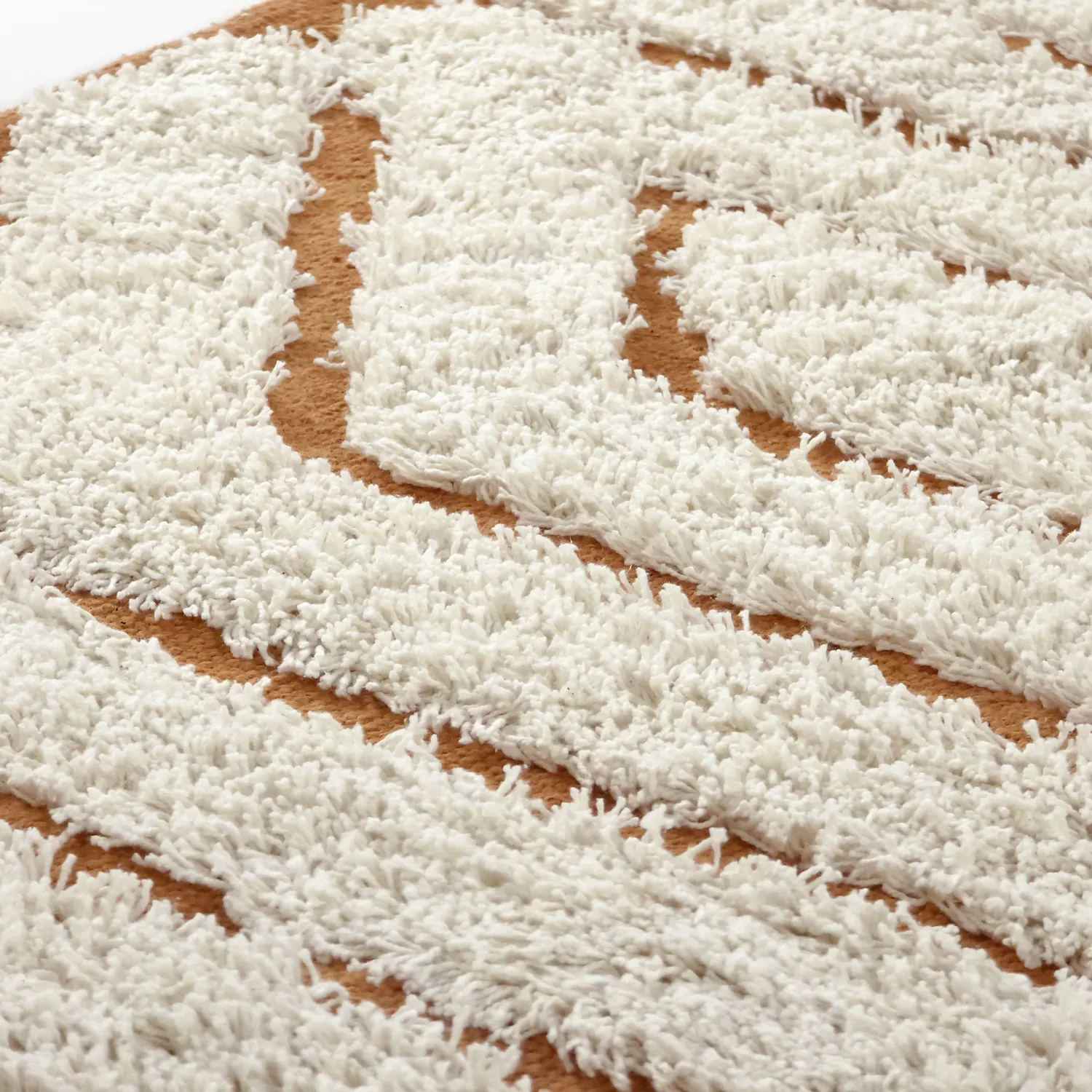 Tapete redondo - Holwell Natural Cotton Shaggy (umazano bela/rjava)