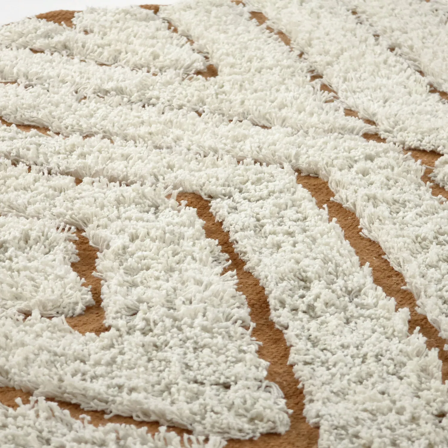 Tapete redondo - Holwell Natural Cotton Shaggy (umazano bela/rjava)