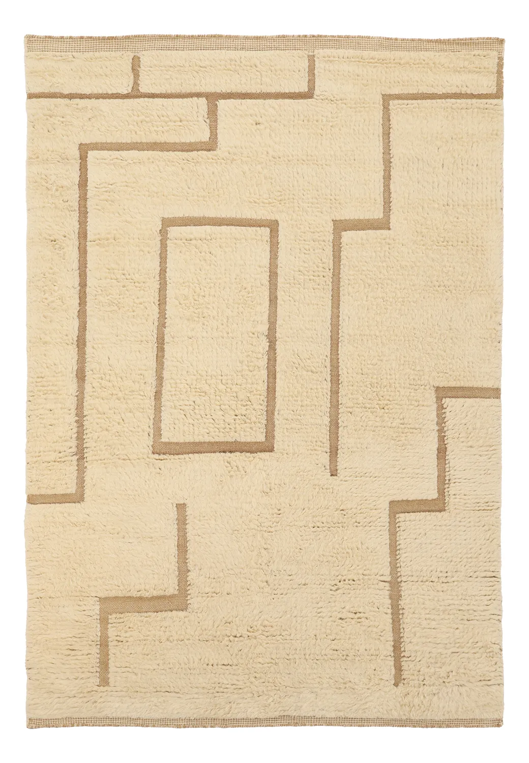 Tapetes felpudos - Kiberg Hand Woven Wool Shaggy (creme)