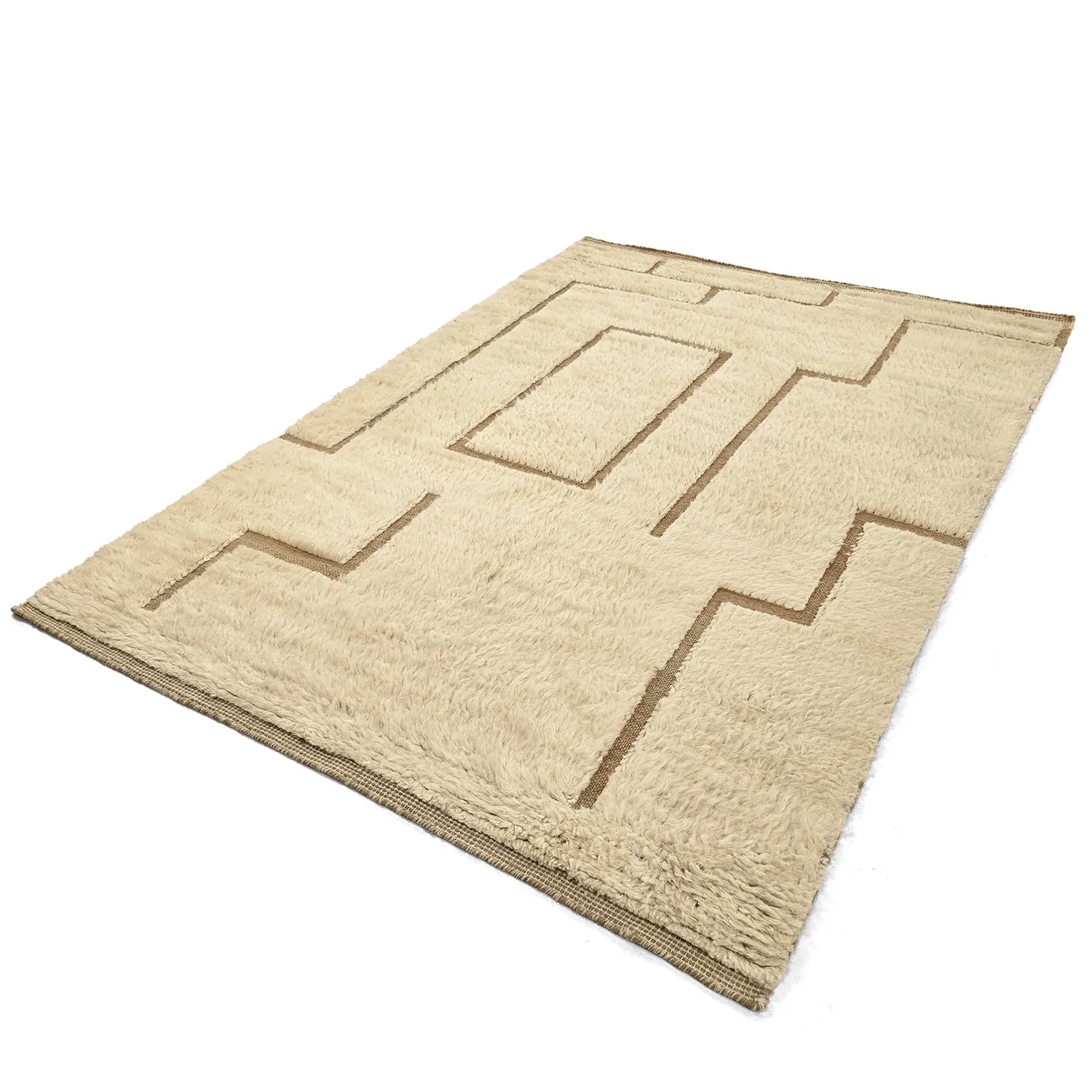 Tapetes felpudos - Kiberg Hand Woven Wool Shaggy (creme)