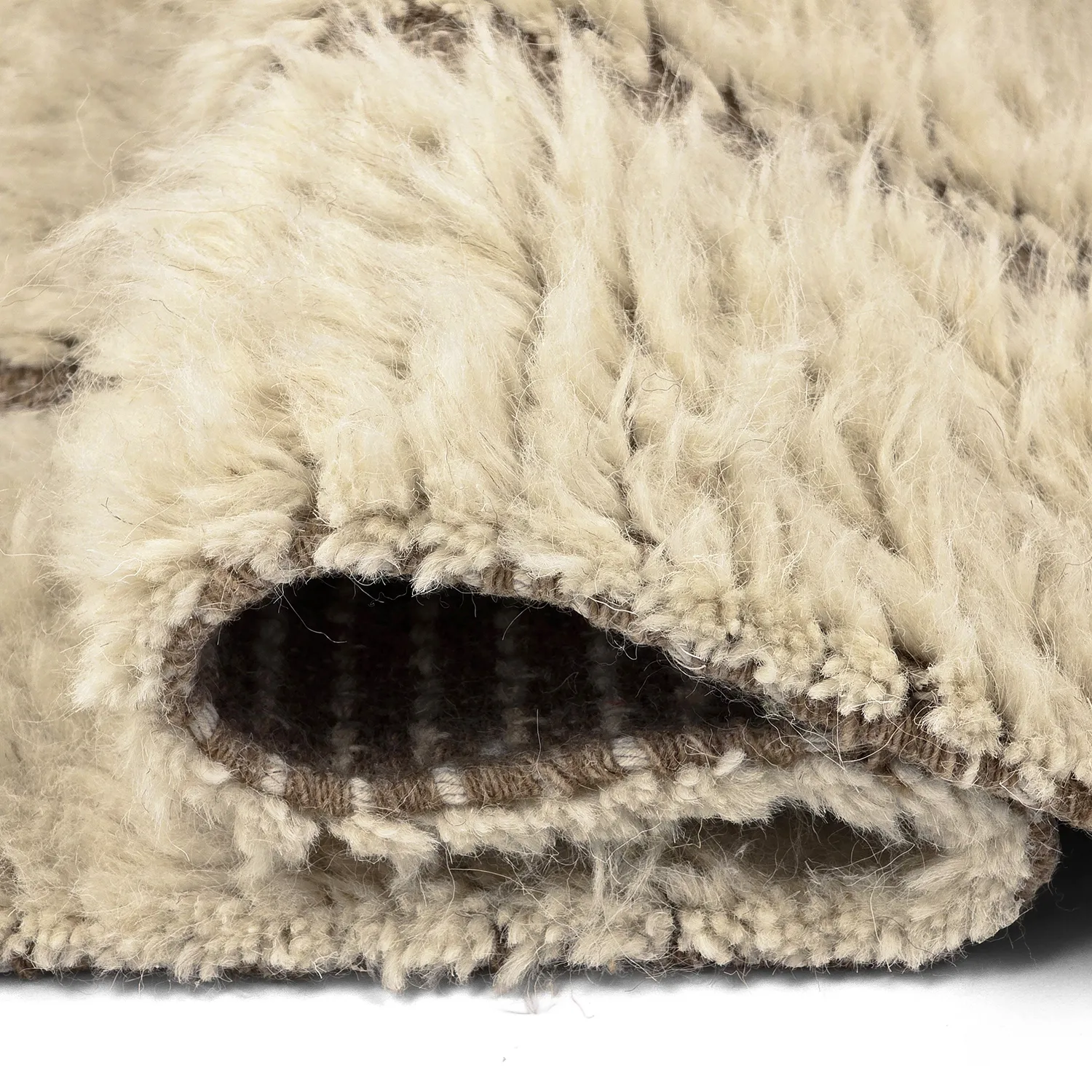 Tapetes felpudos - Kiberg Hand Woven Wool Shaggy (creme)